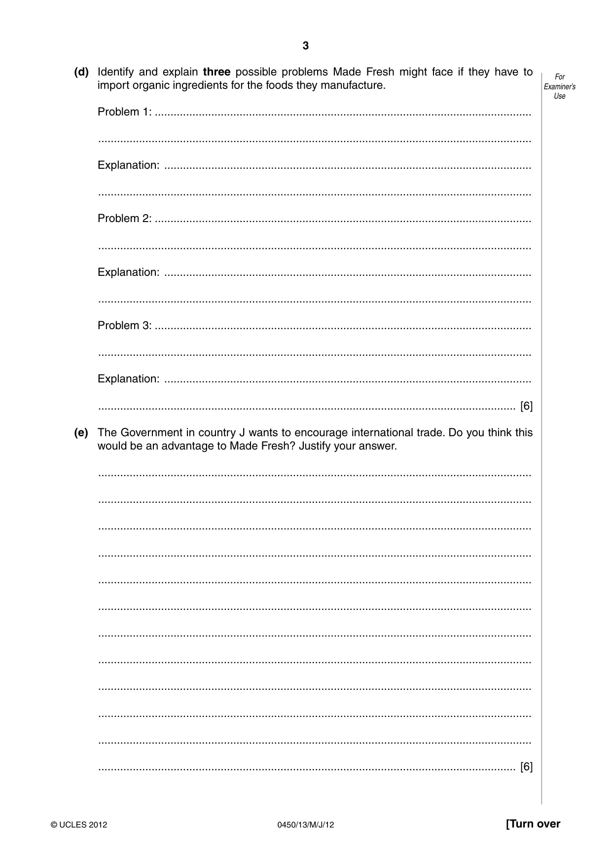 Cambridge IGCSE Business Studies 0450 2012 May/June Paper 1 · Variant 3 question paper, page 3 of 12