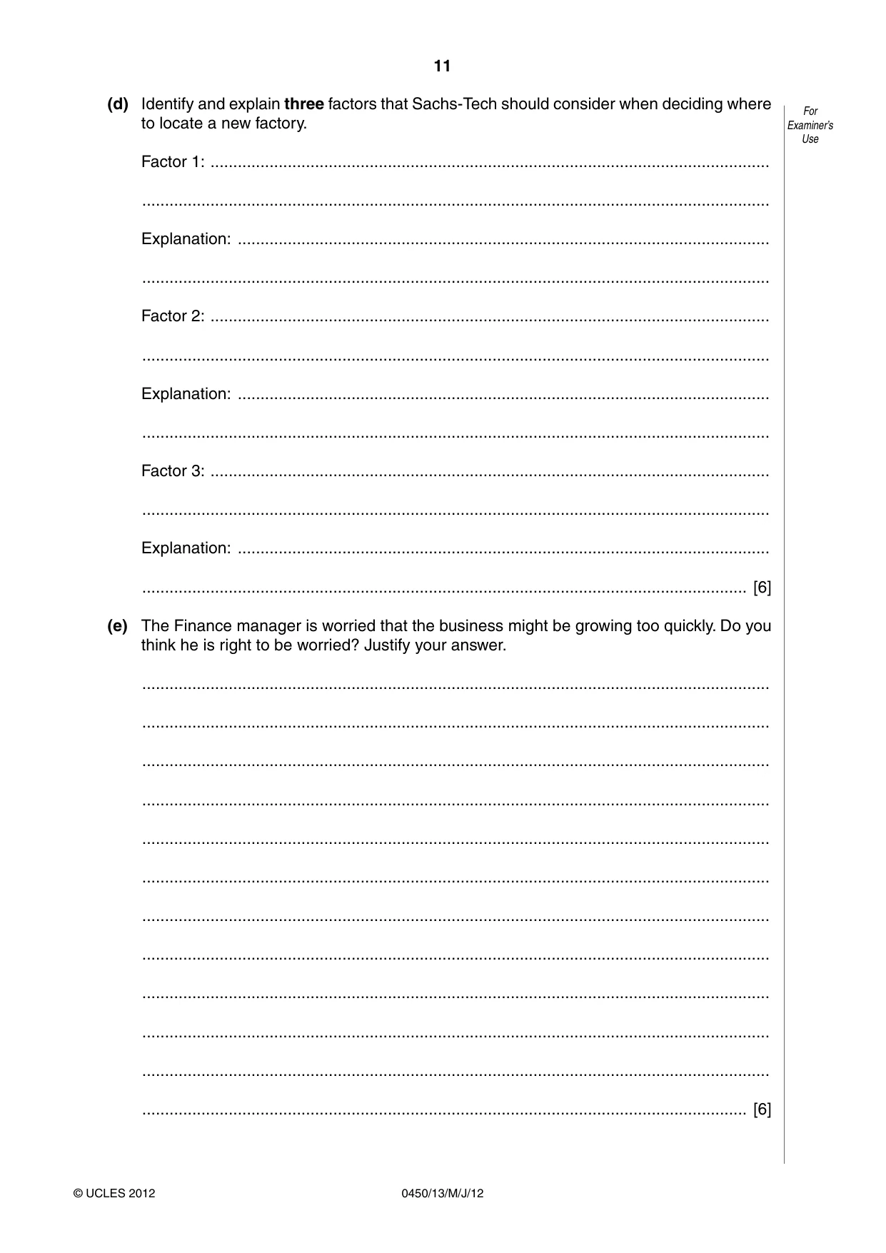Cambridge IGCSE Business Studies 0450 2012 May/June Paper 1 · Variant 3 question paper, page 11 of 12