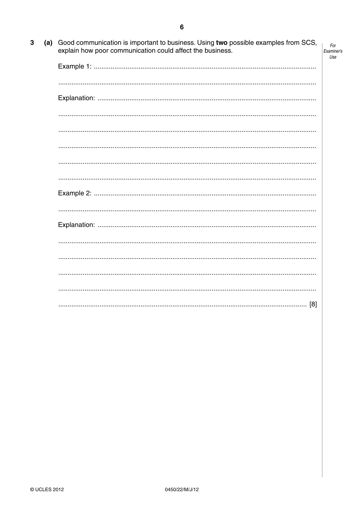 Cambridge IGCSE Business Studies 0450 2012 May/June Paper 2 · Variant 2 question paper, page 6 of 12