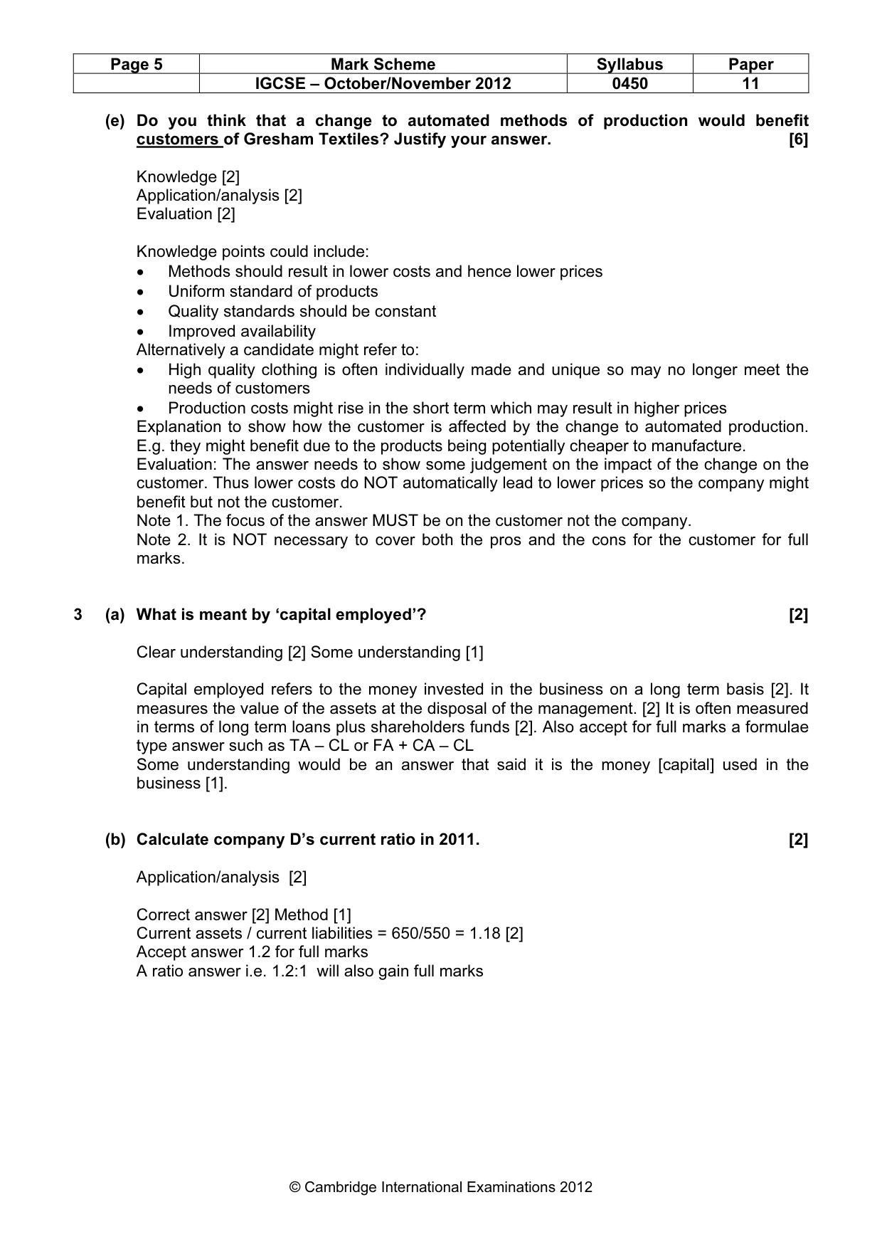 Mark scheme, page 5 of 10