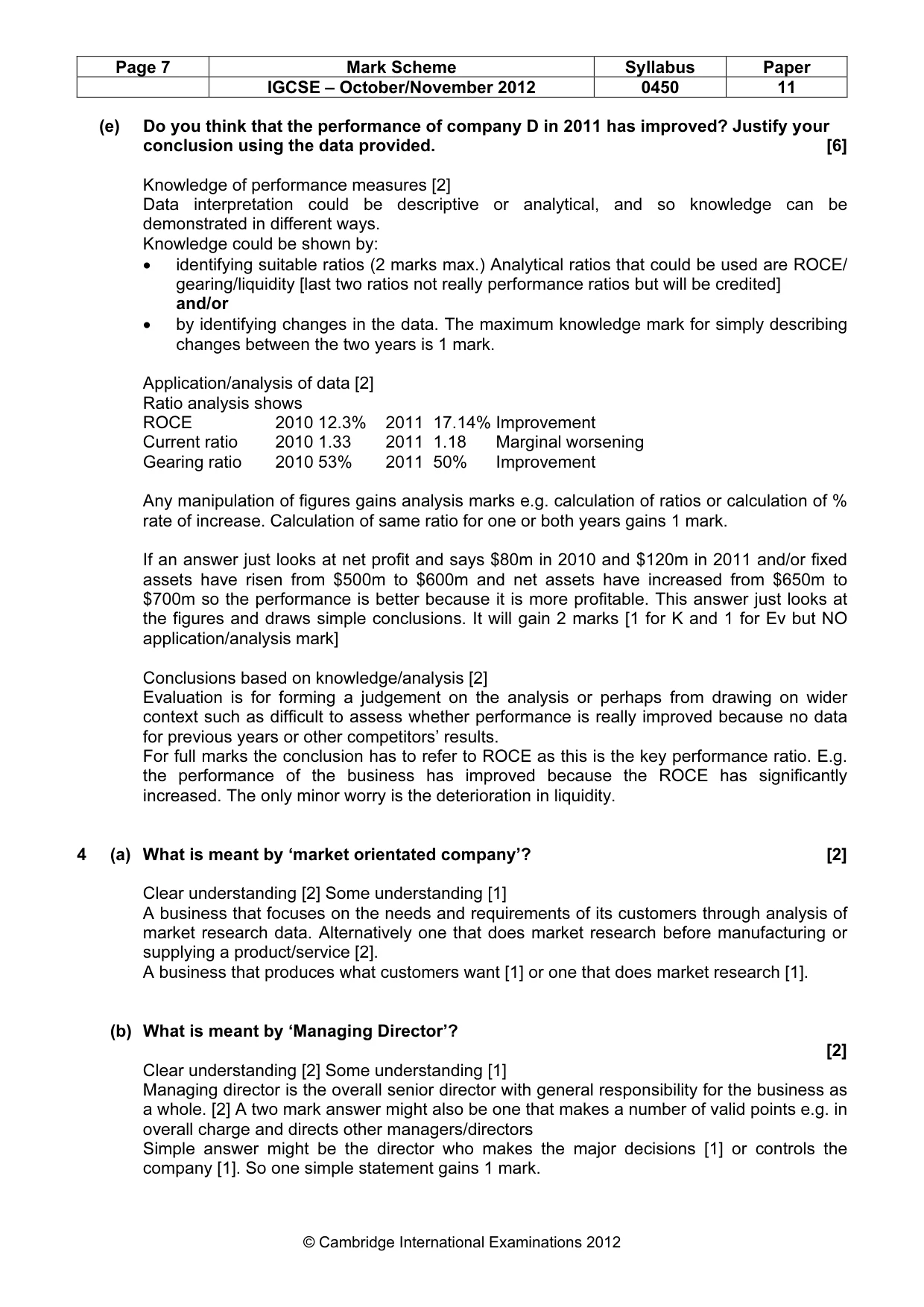 Mark scheme, page 7 of 10