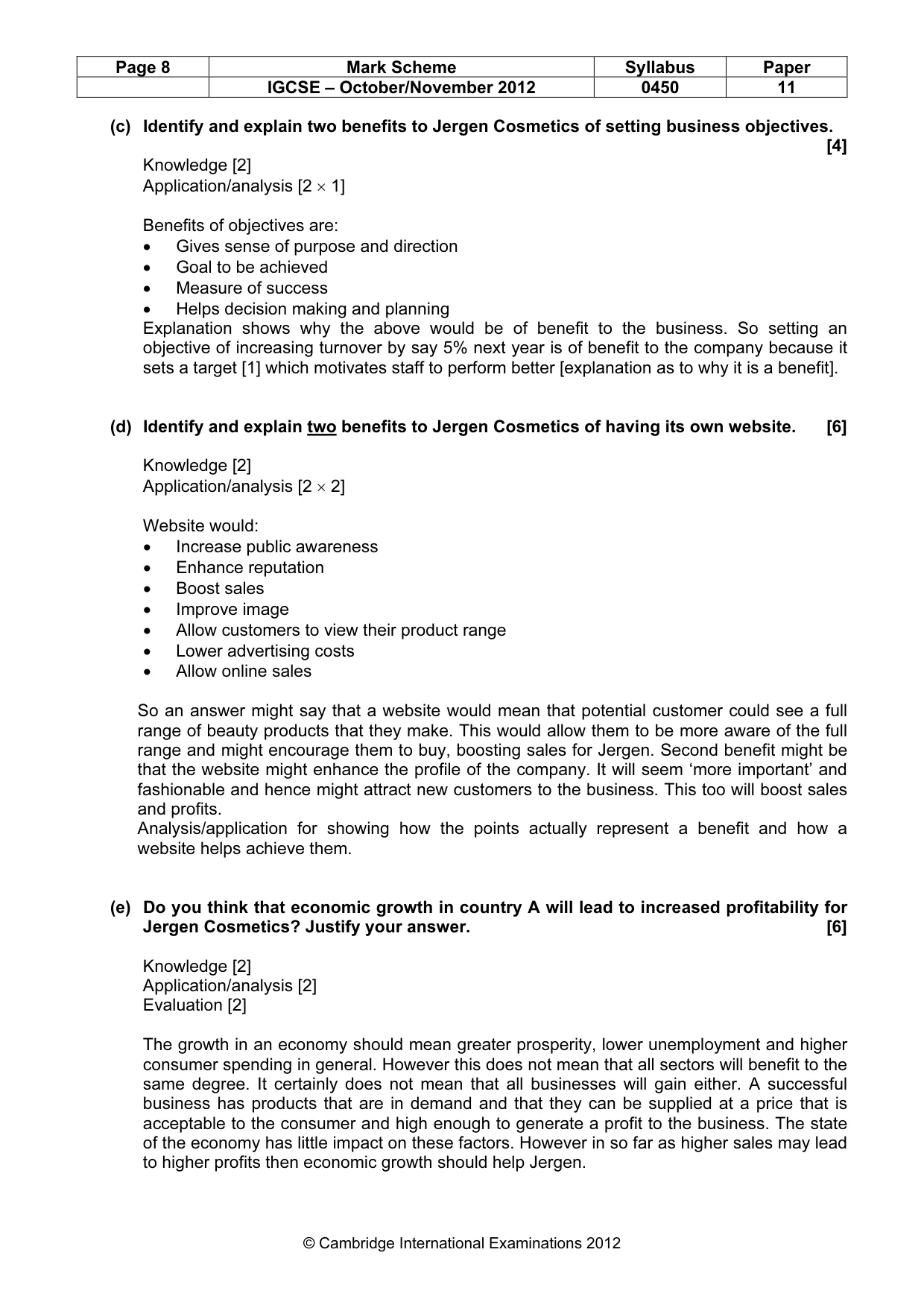 Mark scheme, page 8 of 10
