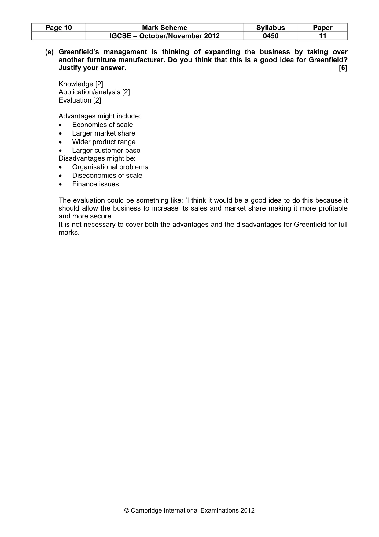 Mark scheme, page 10 of 10