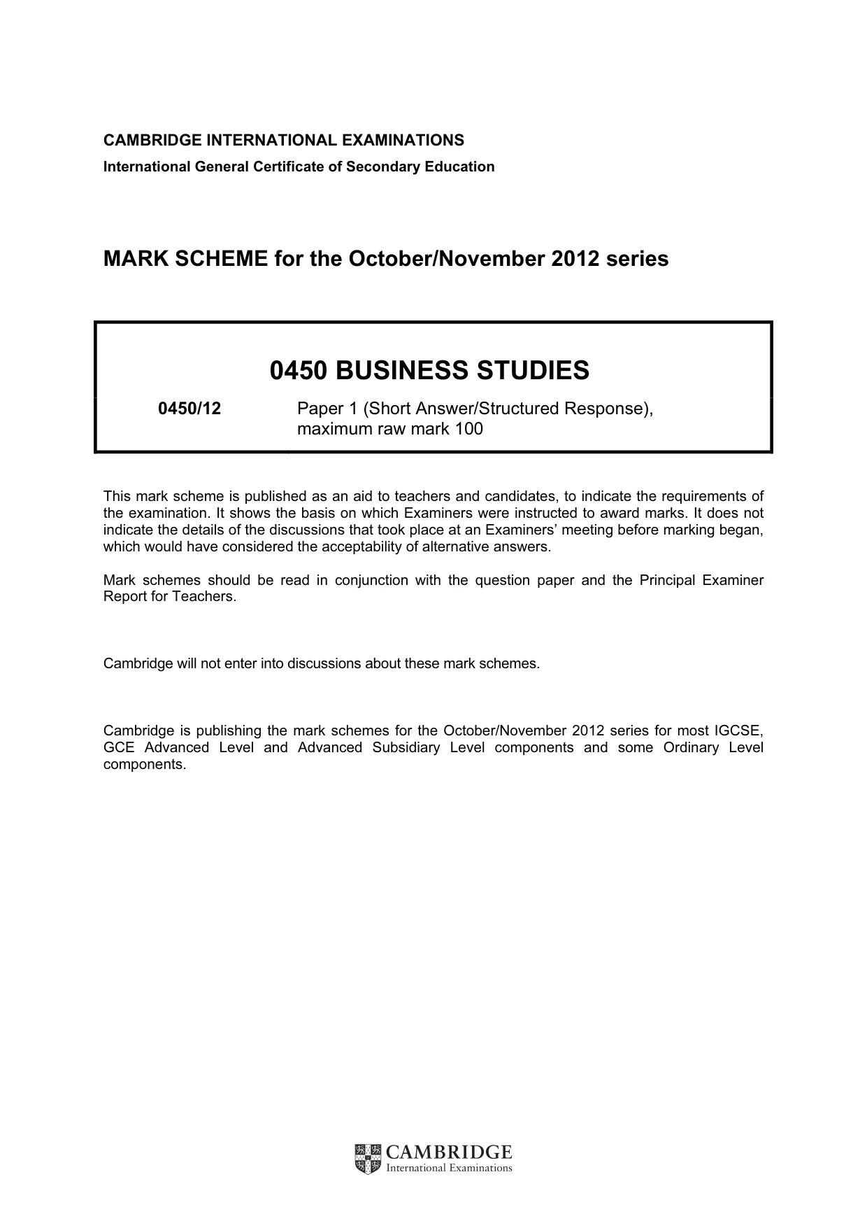 Mark scheme, page 1 of 10