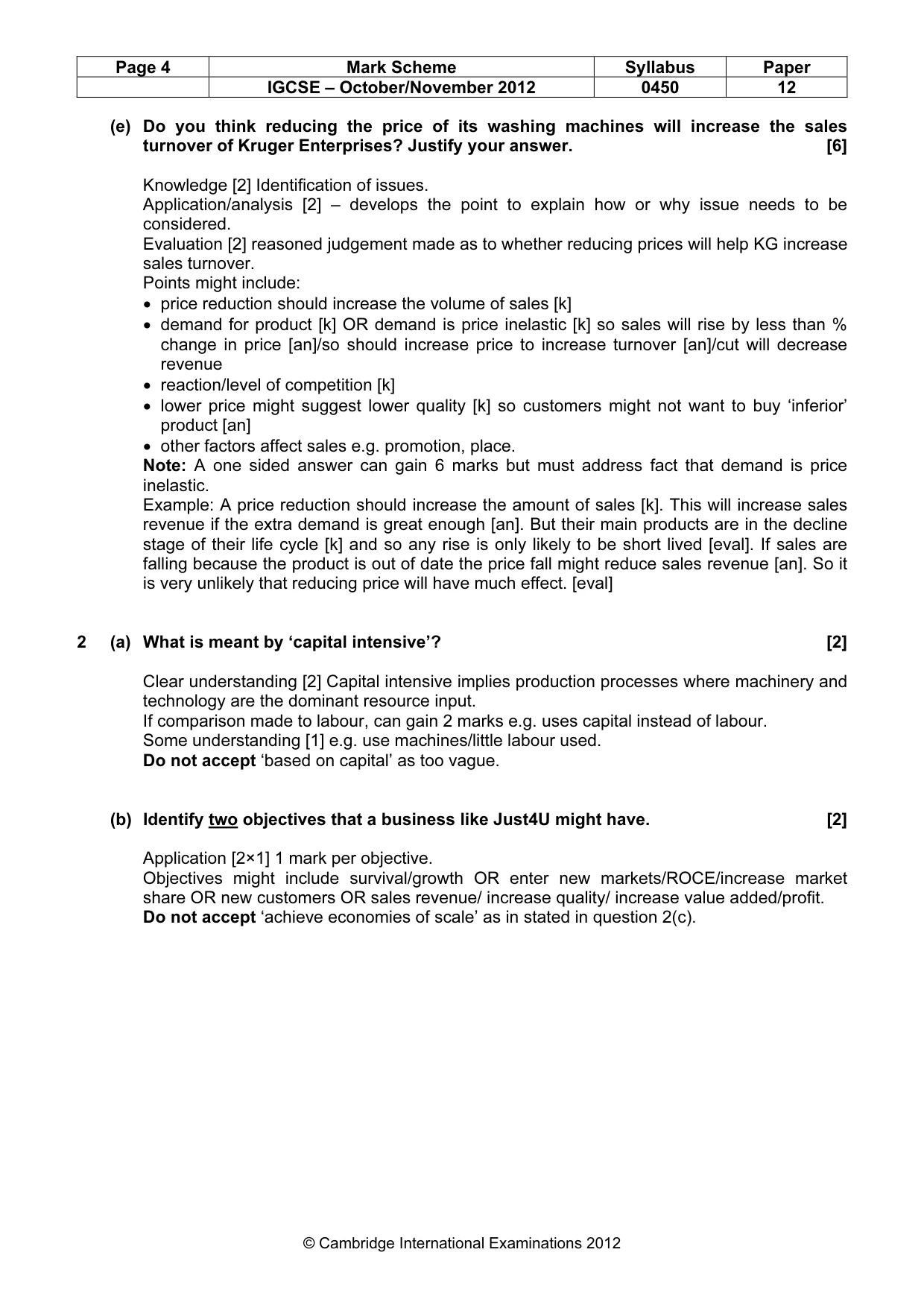 Mark scheme, page 4 of 10