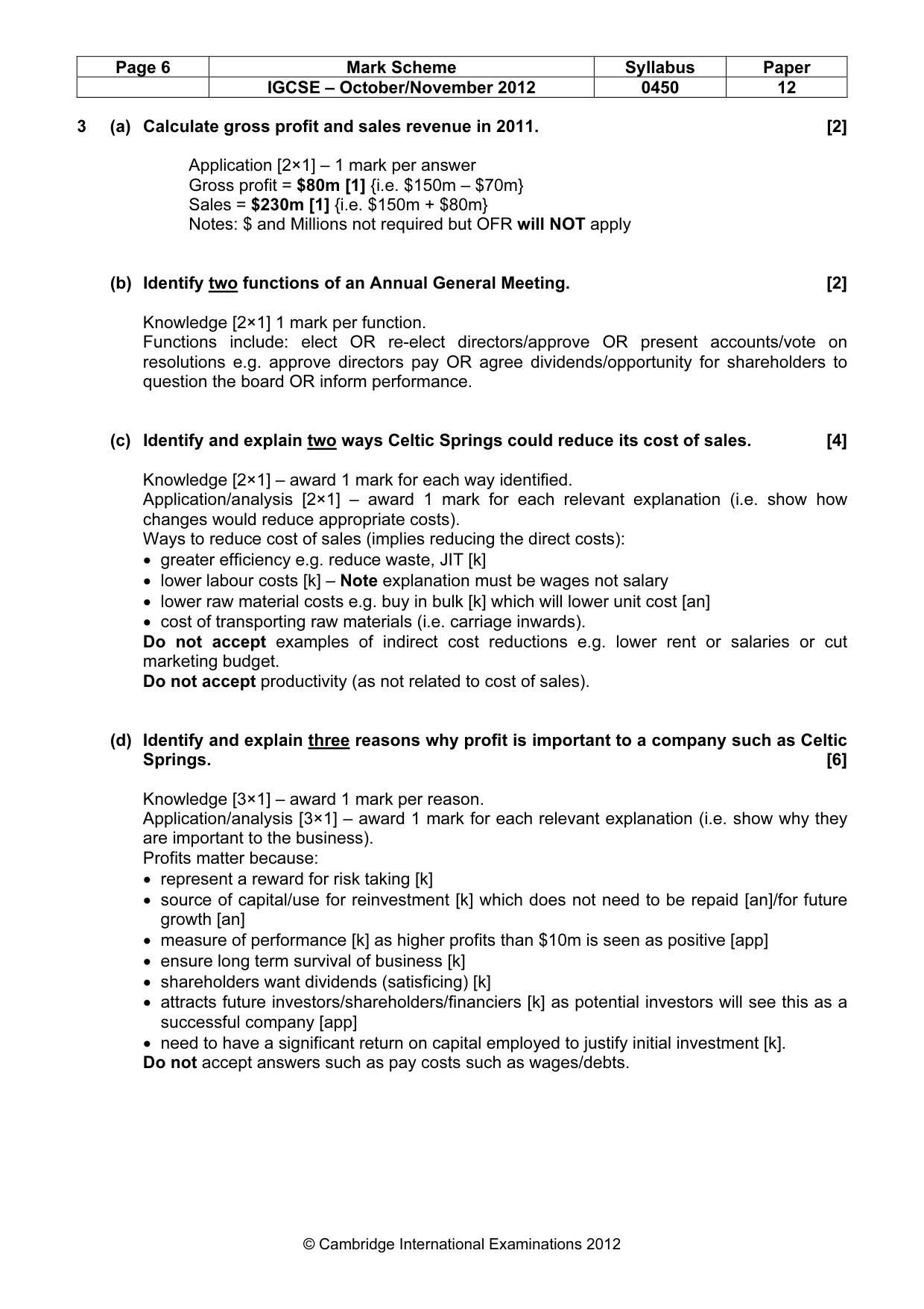 Mark scheme, page 6 of 10