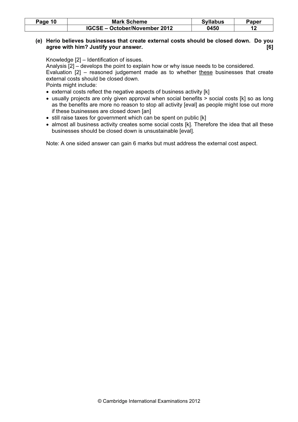 Mark scheme, page 10 of 10