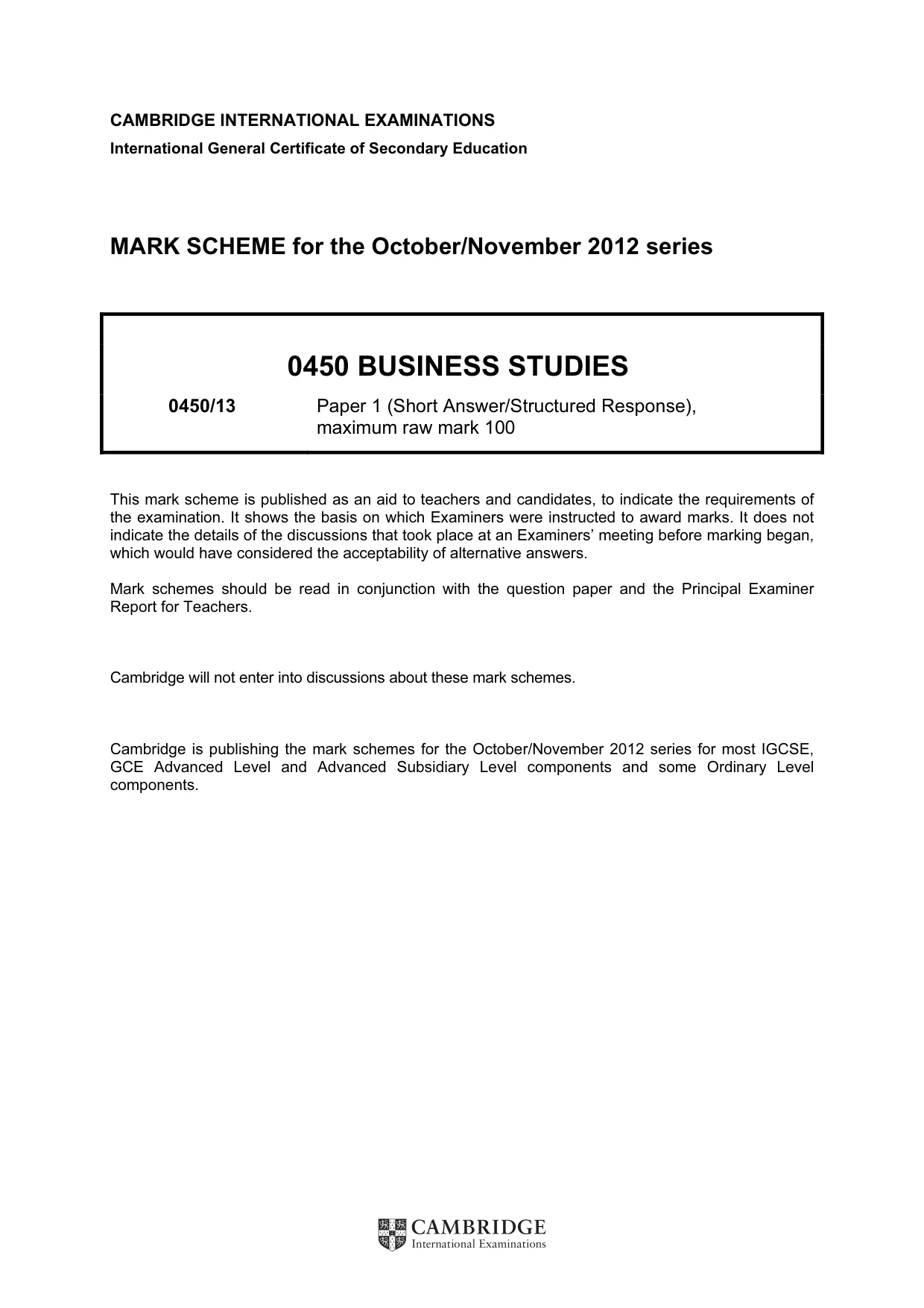 Mark scheme, page 1 of 10