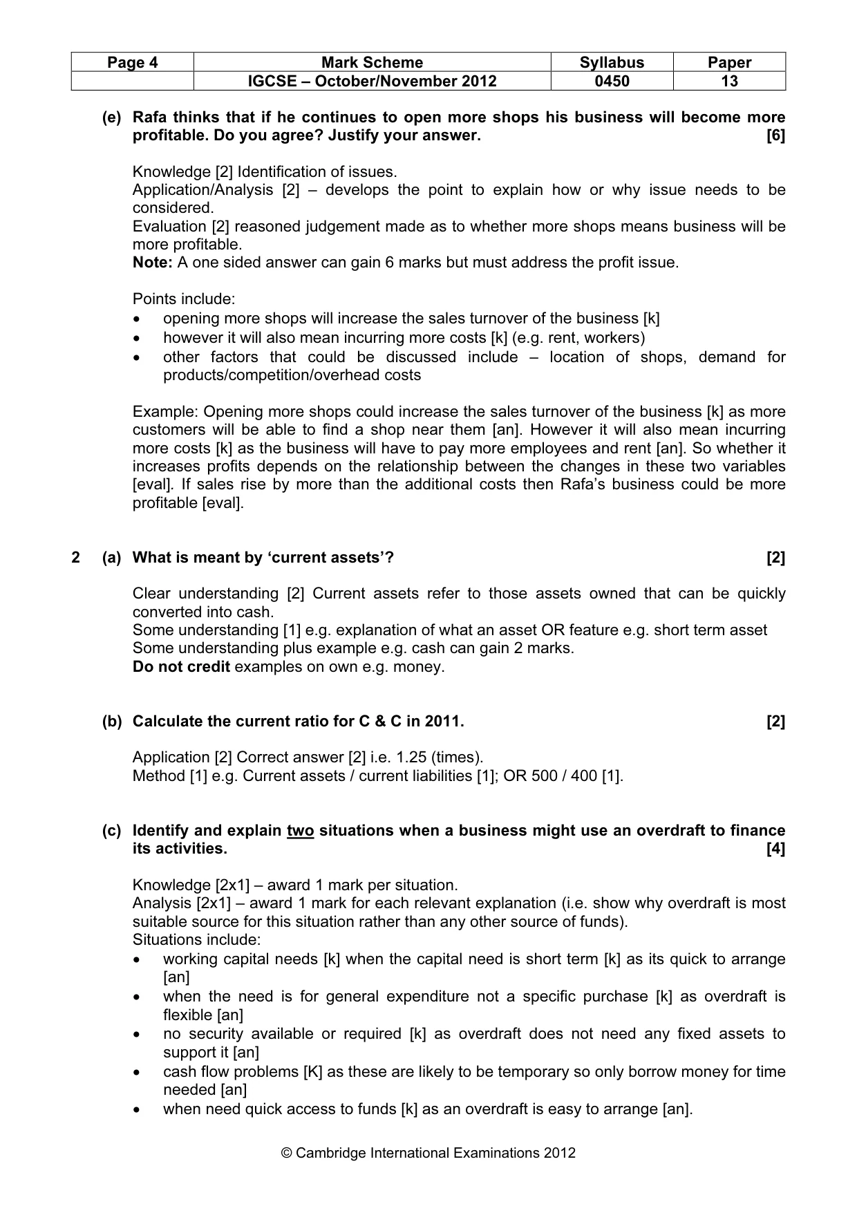 Mark scheme, page 4 of 10