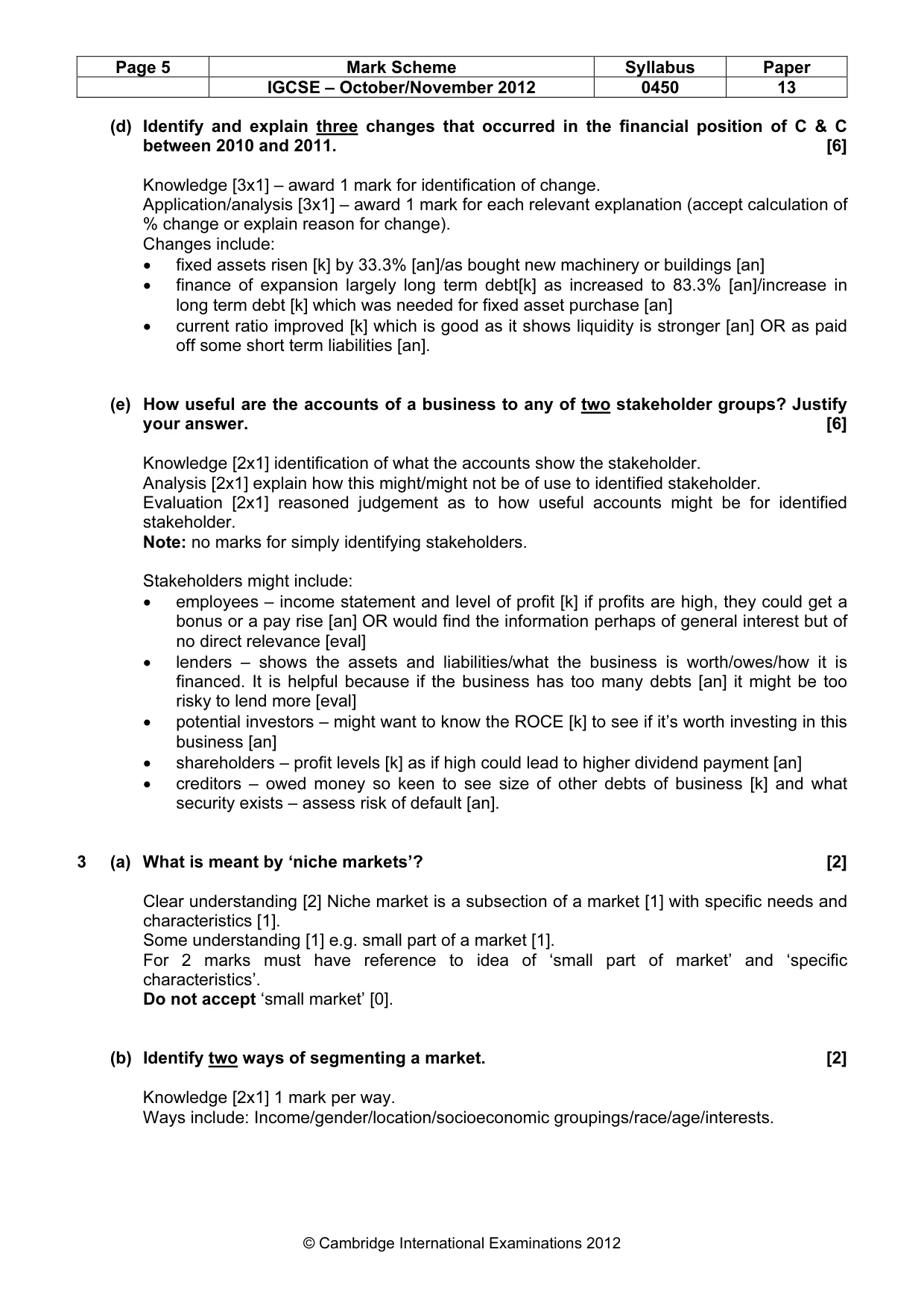 Mark scheme, page 5 of 10