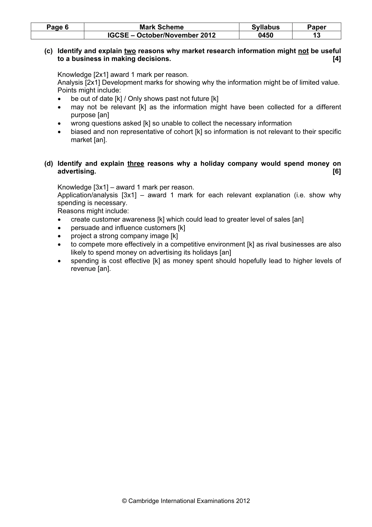 Mark scheme, page 6 of 10