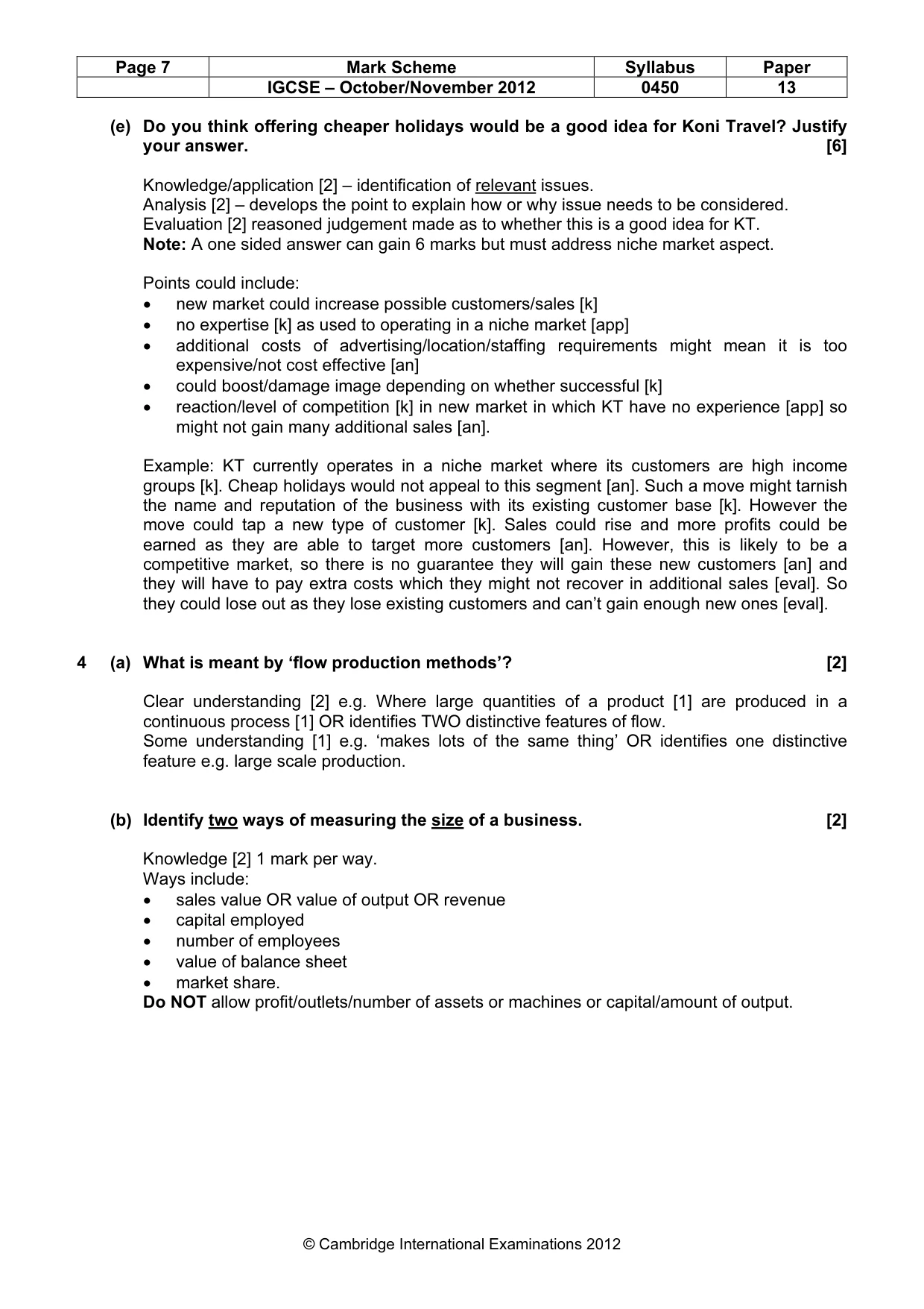 Mark scheme, page 7 of 10