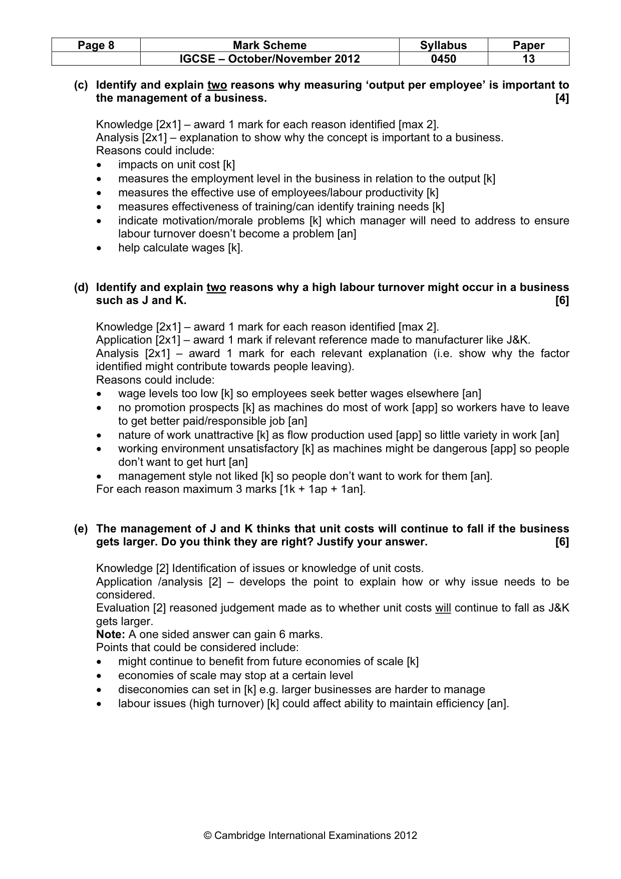 Mark scheme, page 8 of 10