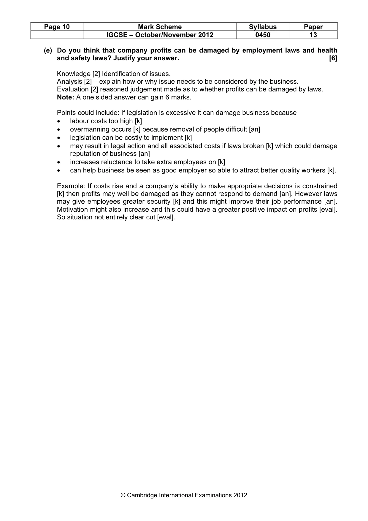 Mark scheme, page 10 of 10