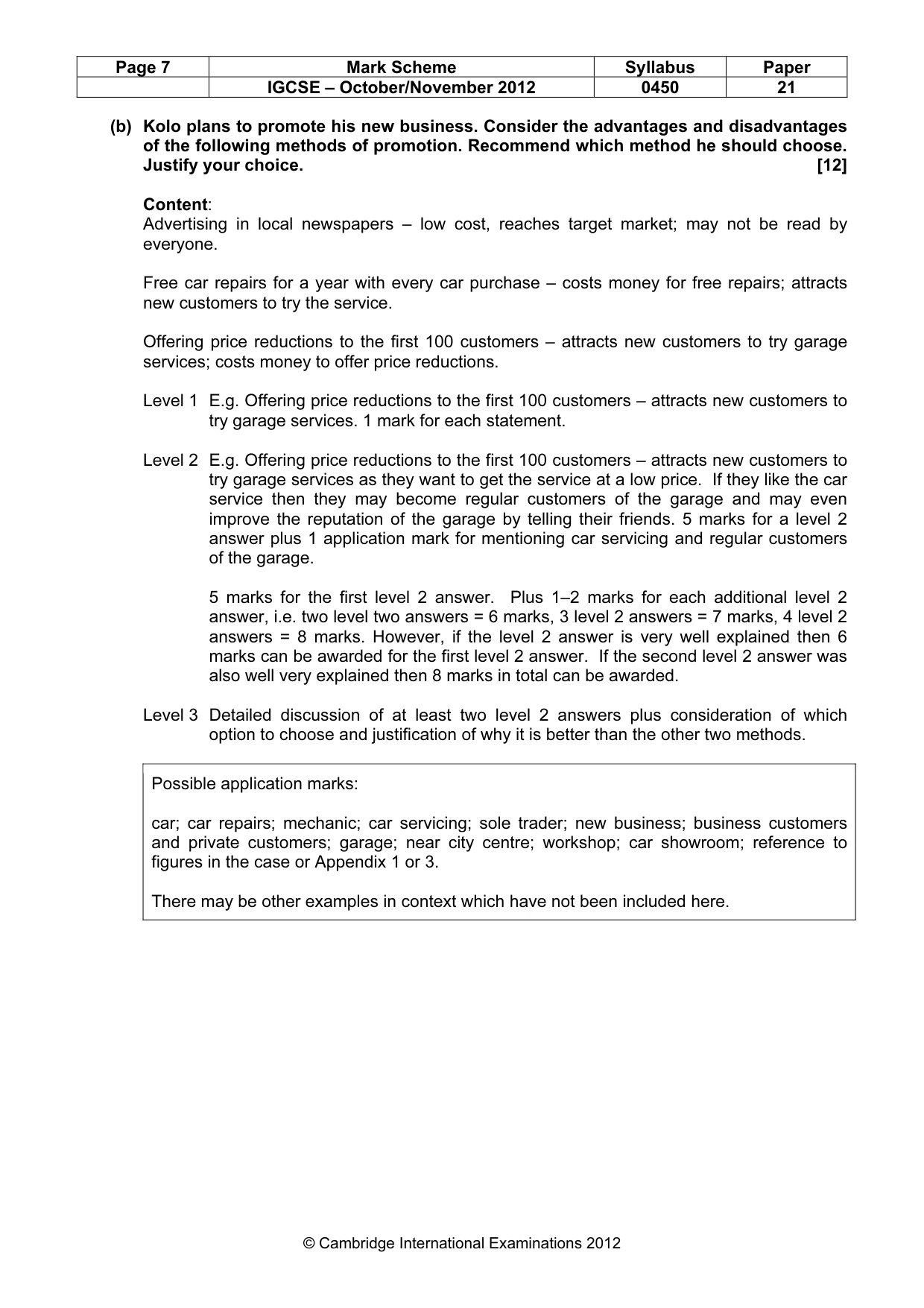 Mark scheme, page 7 of 15
