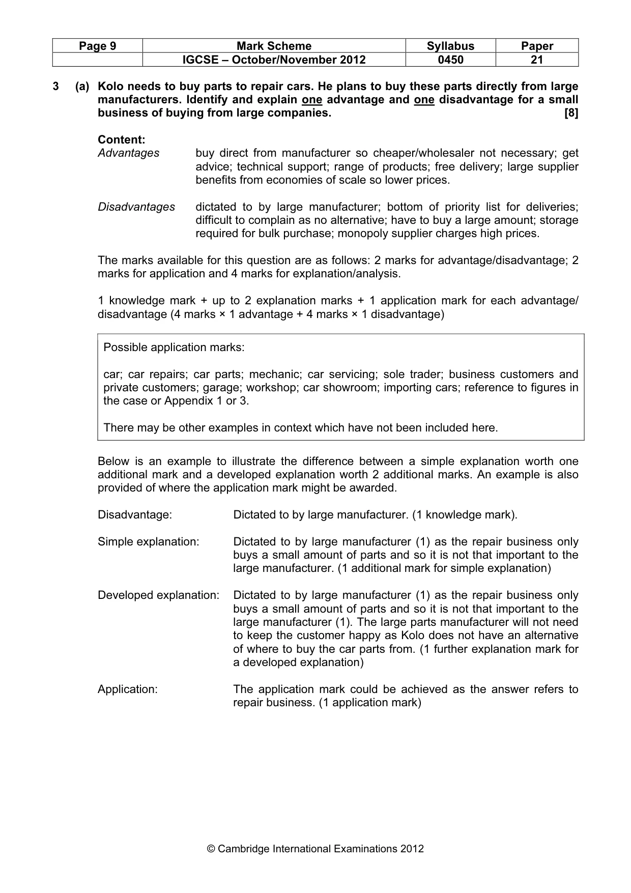 Mark scheme, page 9 of 15