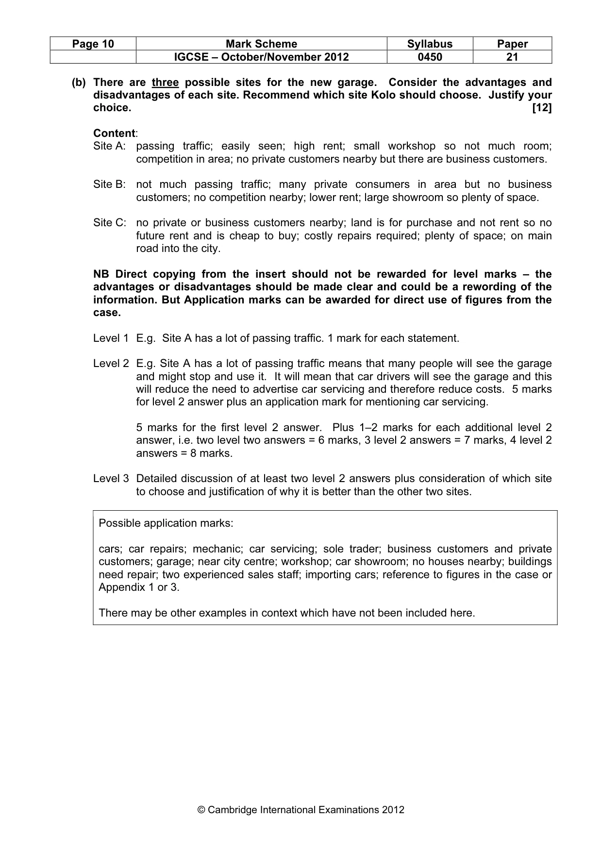 Mark scheme, page 10 of 15