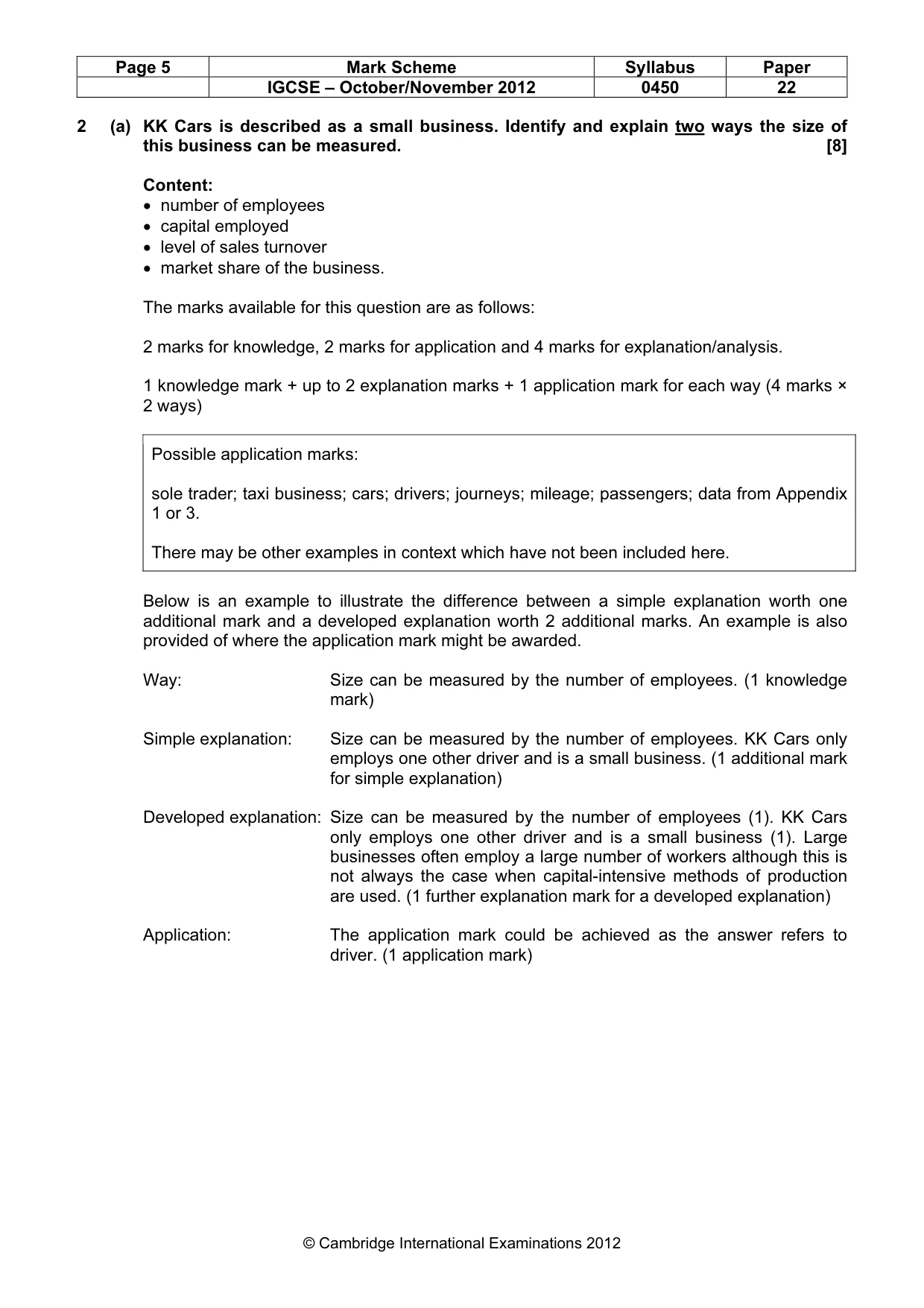 Mark scheme, page 5 of 14