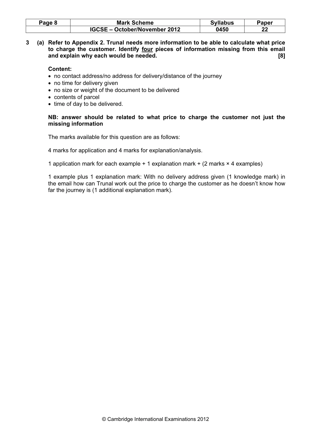 Mark scheme, page 8 of 14