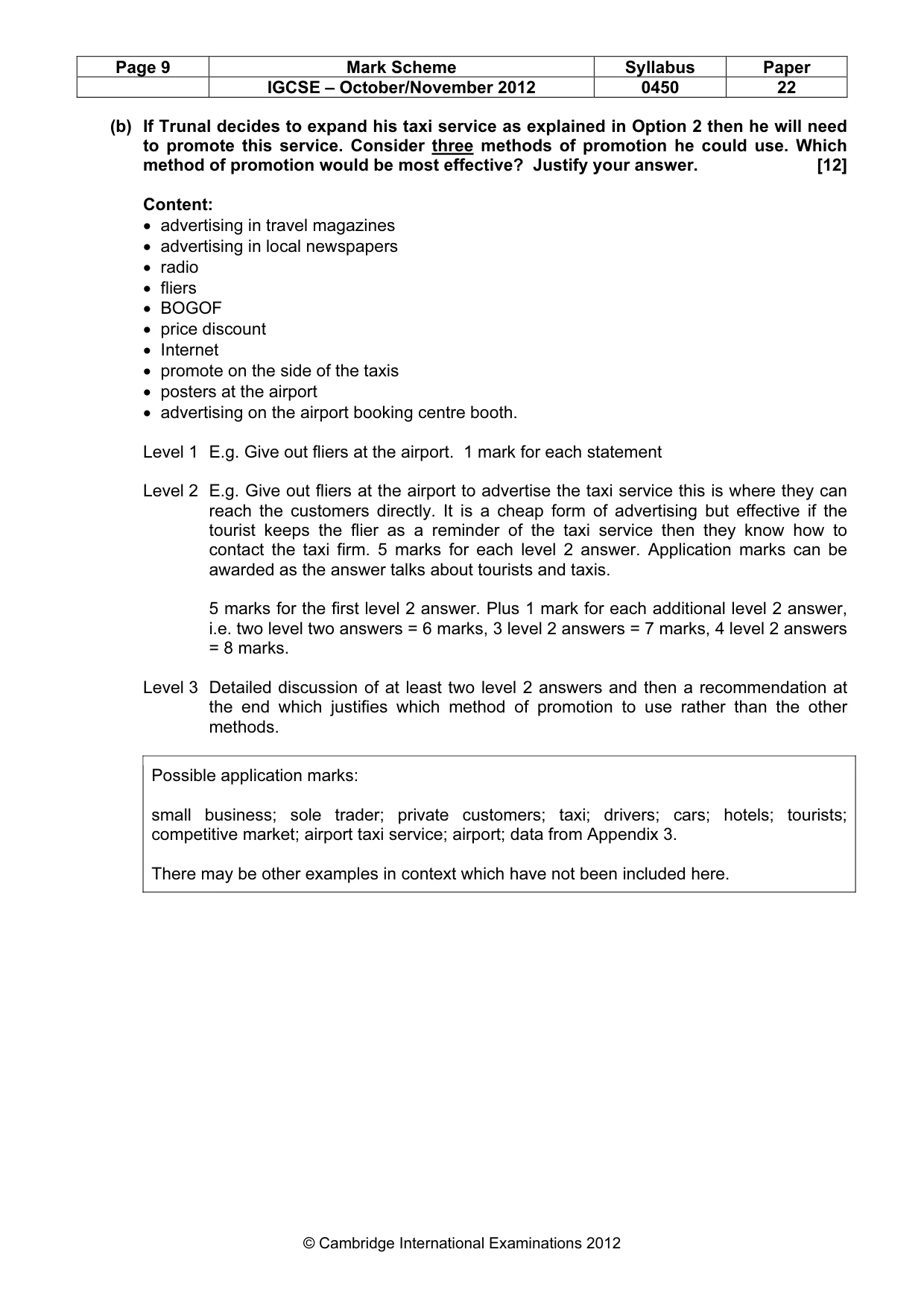Mark scheme, page 9 of 14