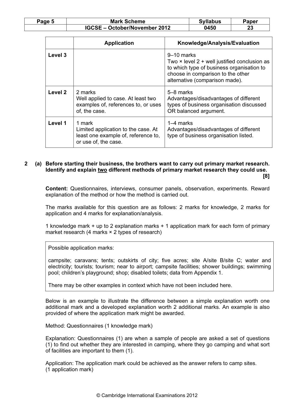 Mark scheme, page 5 of 11