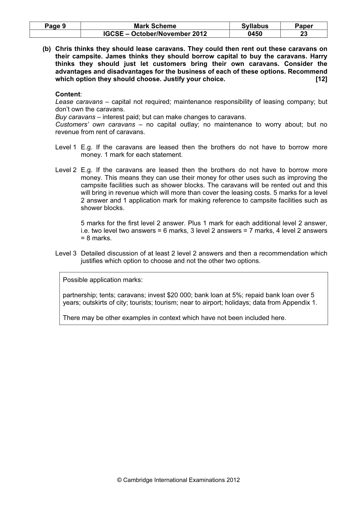 Mark scheme, page 9 of 11
