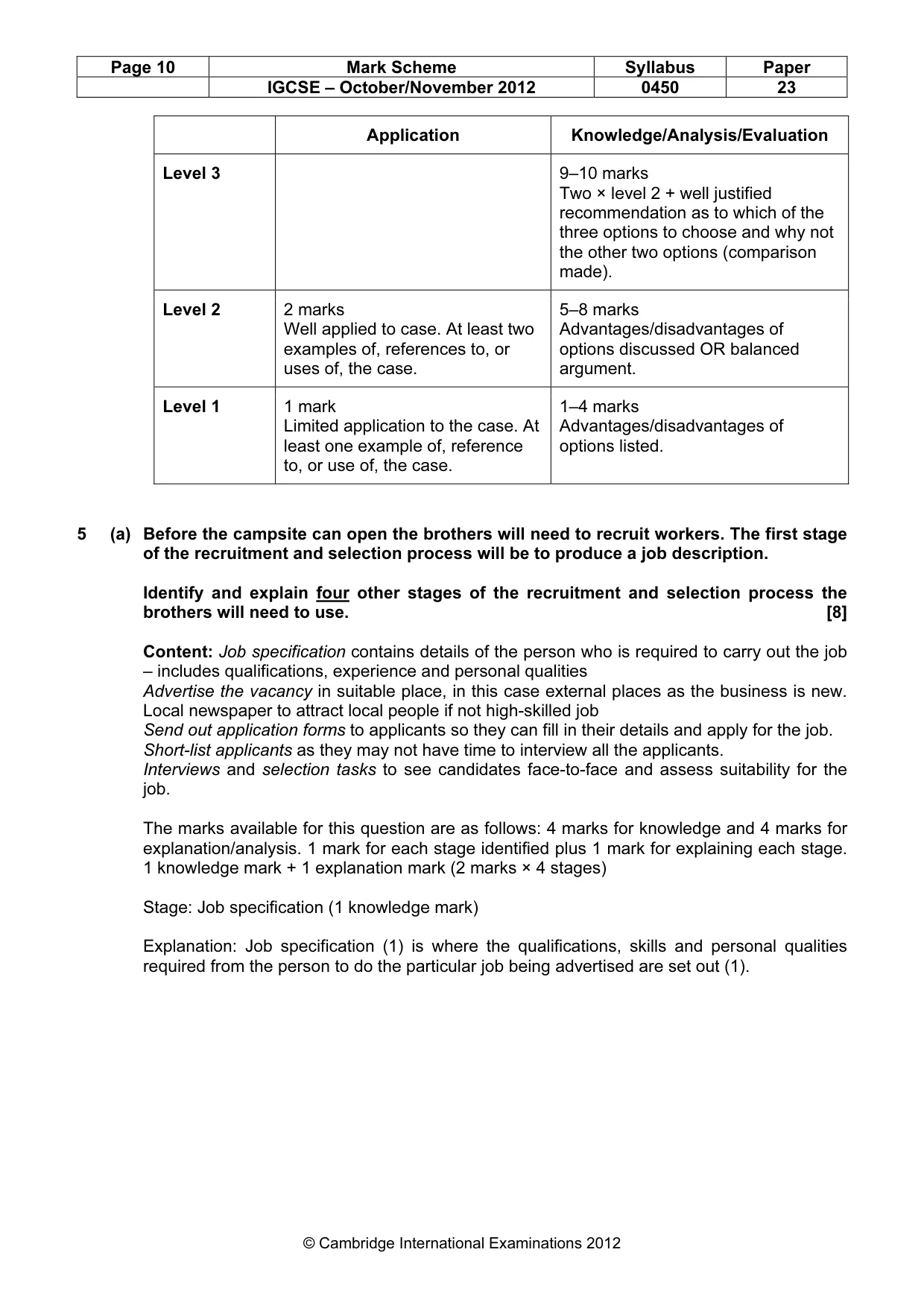 Mark scheme, page 10 of 11