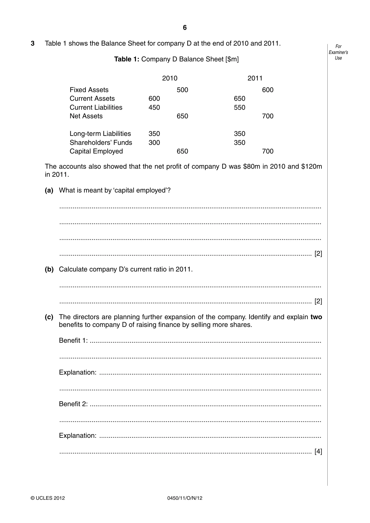 Cambridge IGCSE Business Studies 0450 2012 Oct/Nov Paper 1 · Variant 1 question paper, page 6 of 12