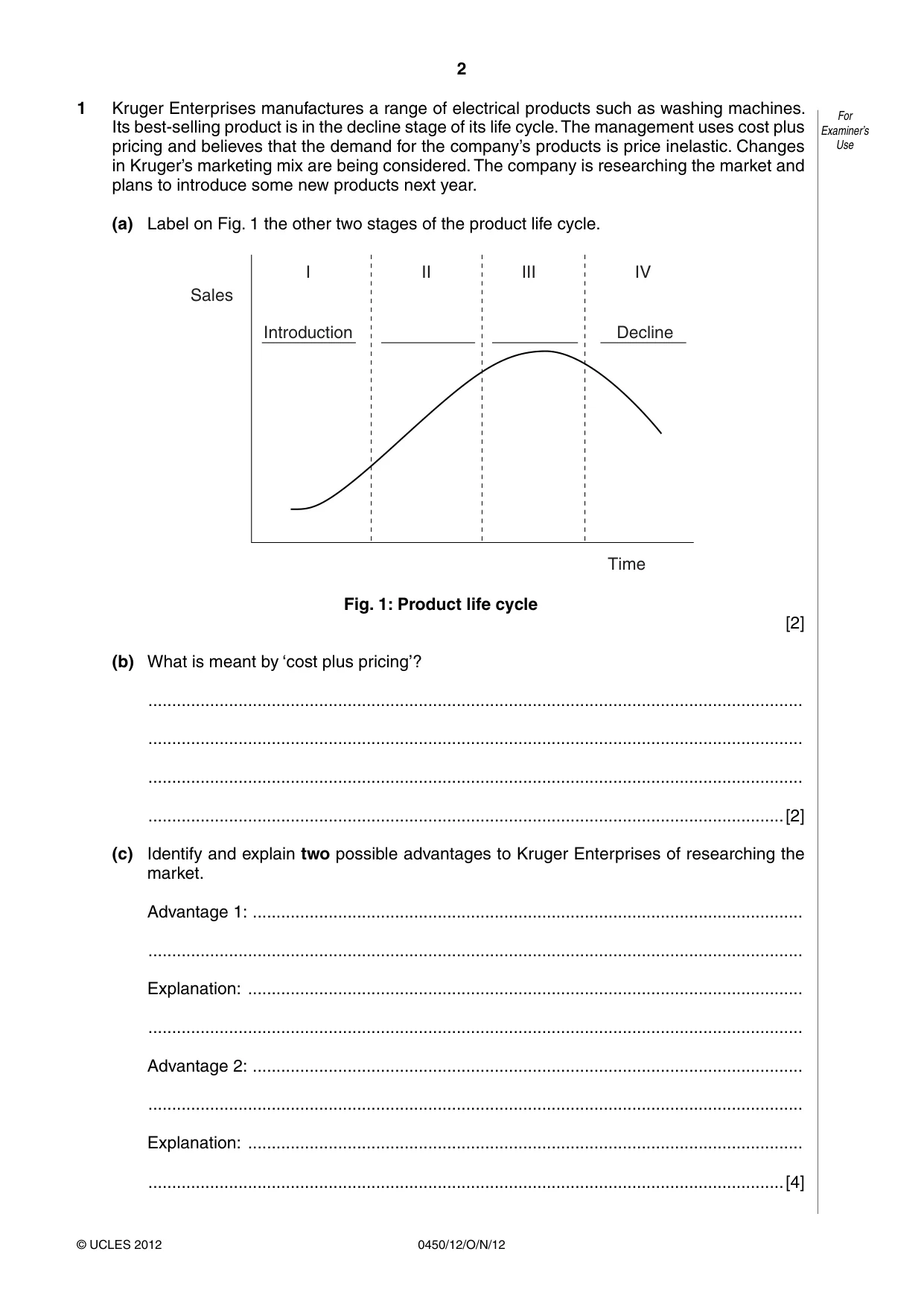 Cambridge IGCSE Business Studies 0450 2012 Oct/Nov Paper 1 · Variant 2 question paper, page 2 of 12