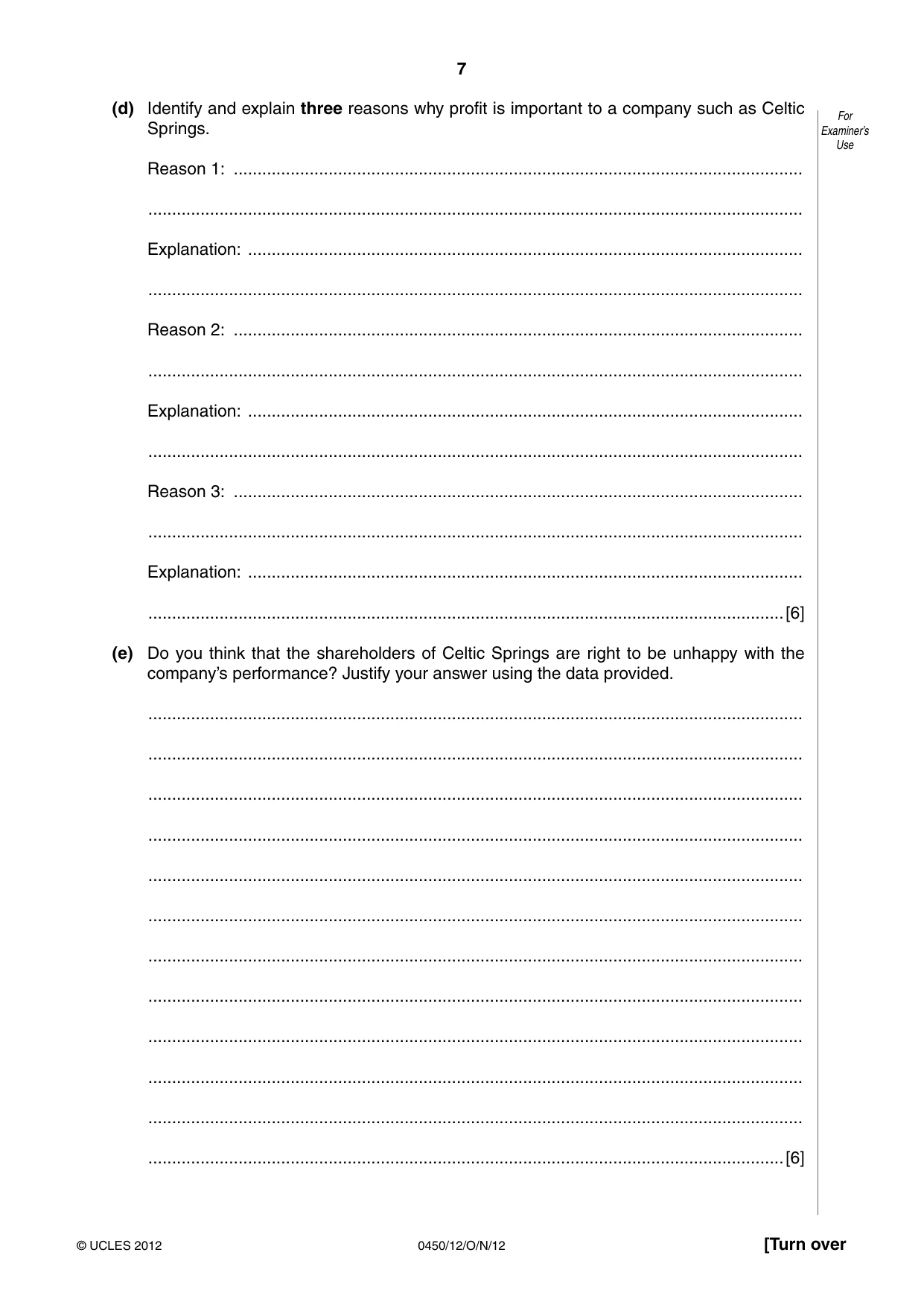 Cambridge IGCSE Business Studies 0450 2012 Oct/Nov Paper 1 · Variant 2 question paper, page 7 of 12