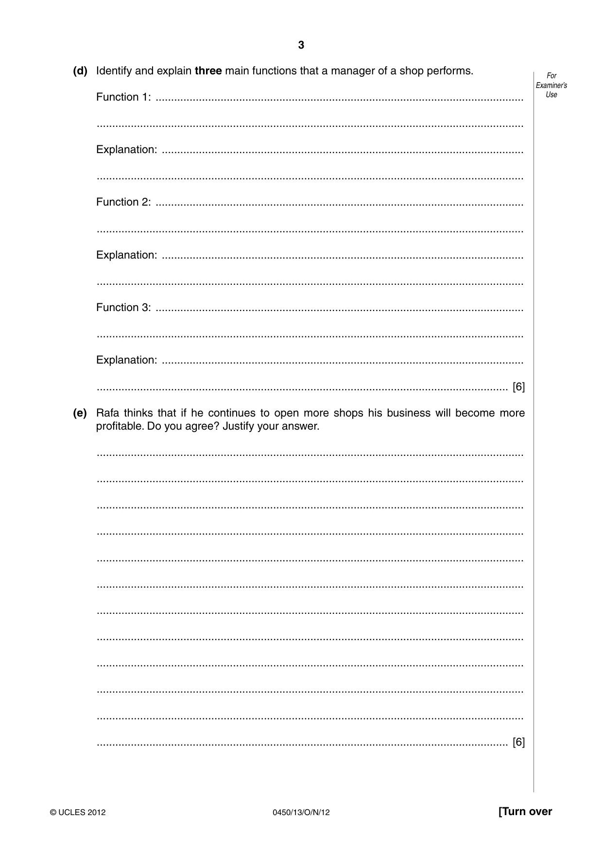 Cambridge IGCSE Business Studies 0450 2012 Oct/Nov Paper 1 · Variant 3 question paper, page 3 of 12