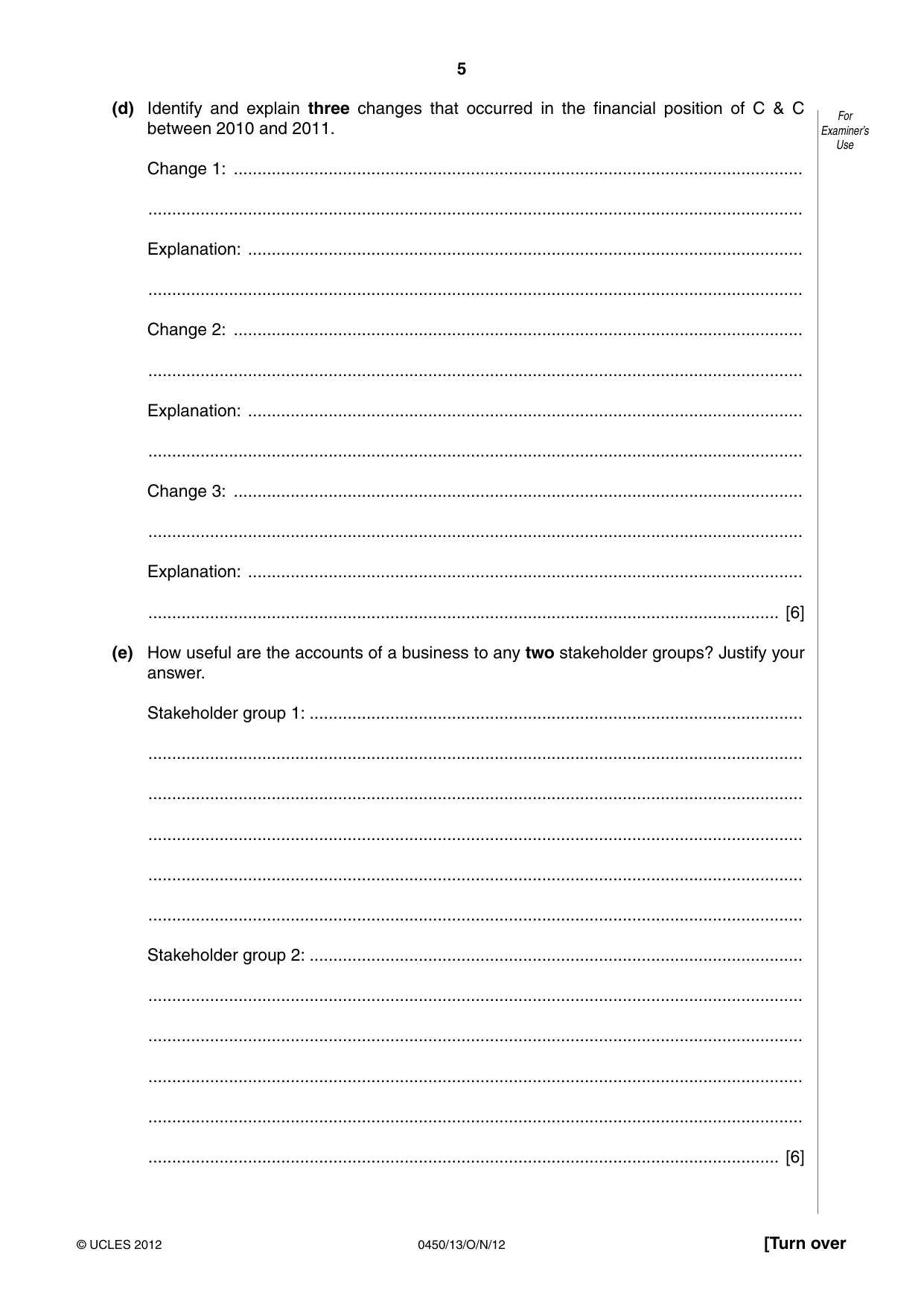 Cambridge IGCSE Business Studies 0450 2012 Oct/Nov Paper 1 · Variant 3 question paper, page 5 of 12