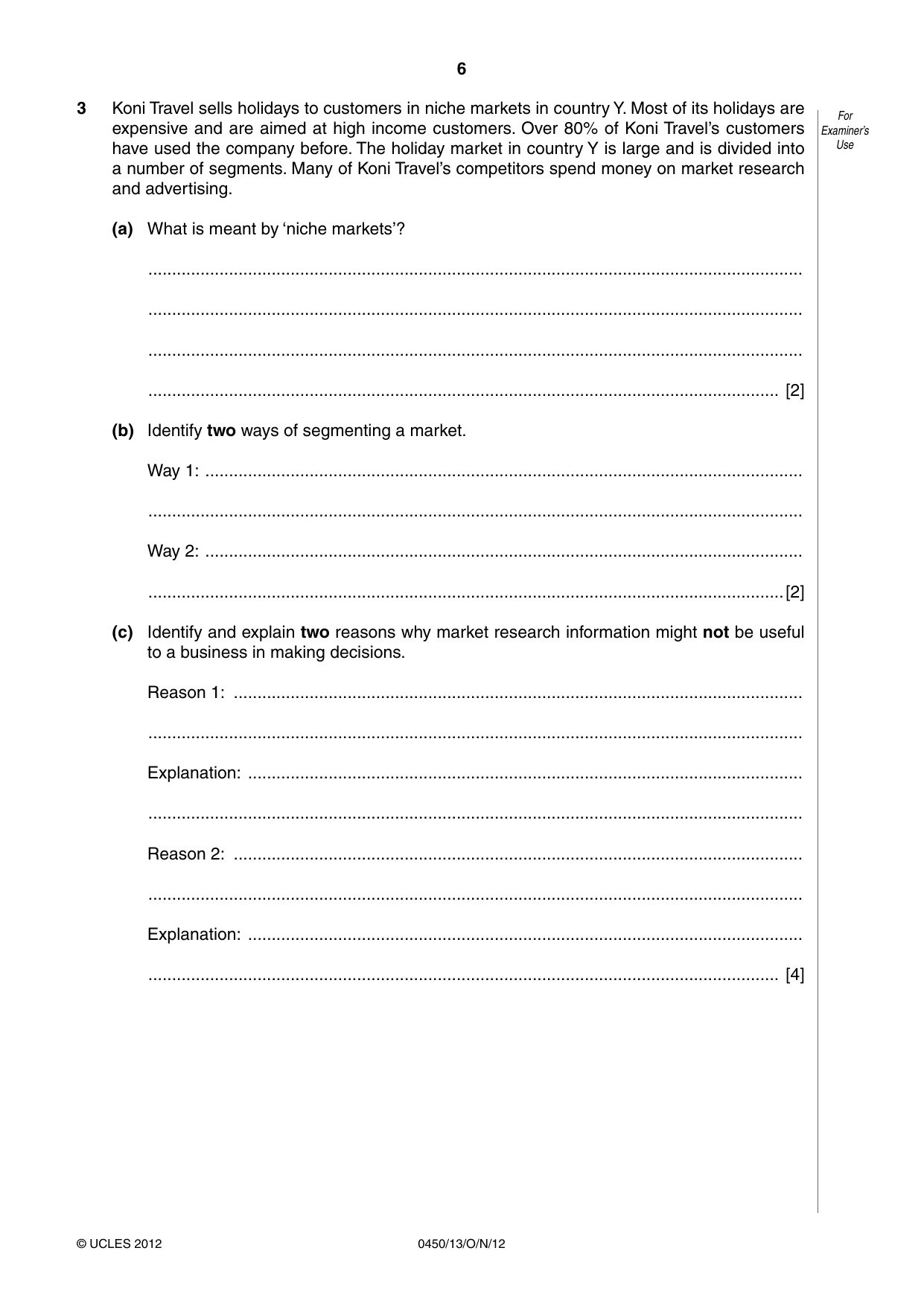 Cambridge IGCSE Business Studies 0450 2012 Oct/Nov Paper 1 · Variant 3 question paper, page 6 of 12
