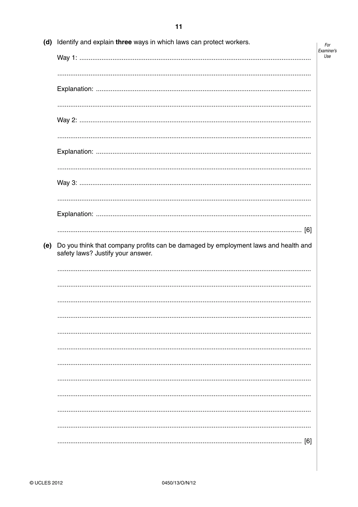 Cambridge IGCSE Business Studies 0450 2012 Oct/Nov Paper 1 · Variant 3 question paper, page 11 of 12