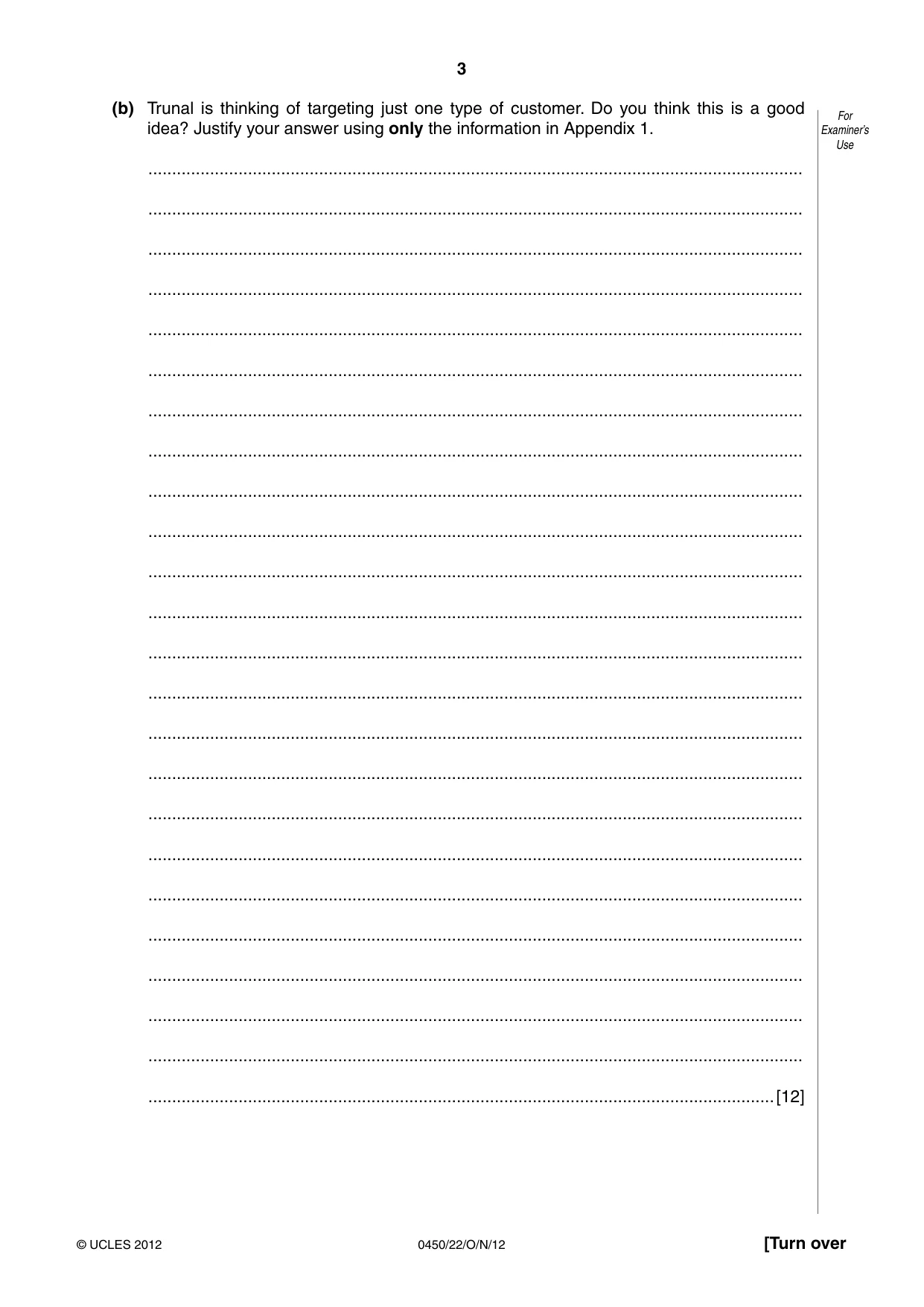 Cambridge IGCSE Business Studies 0450 2012 Oct/Nov Paper 2 · Variant 2 question paper, page 3 of 12