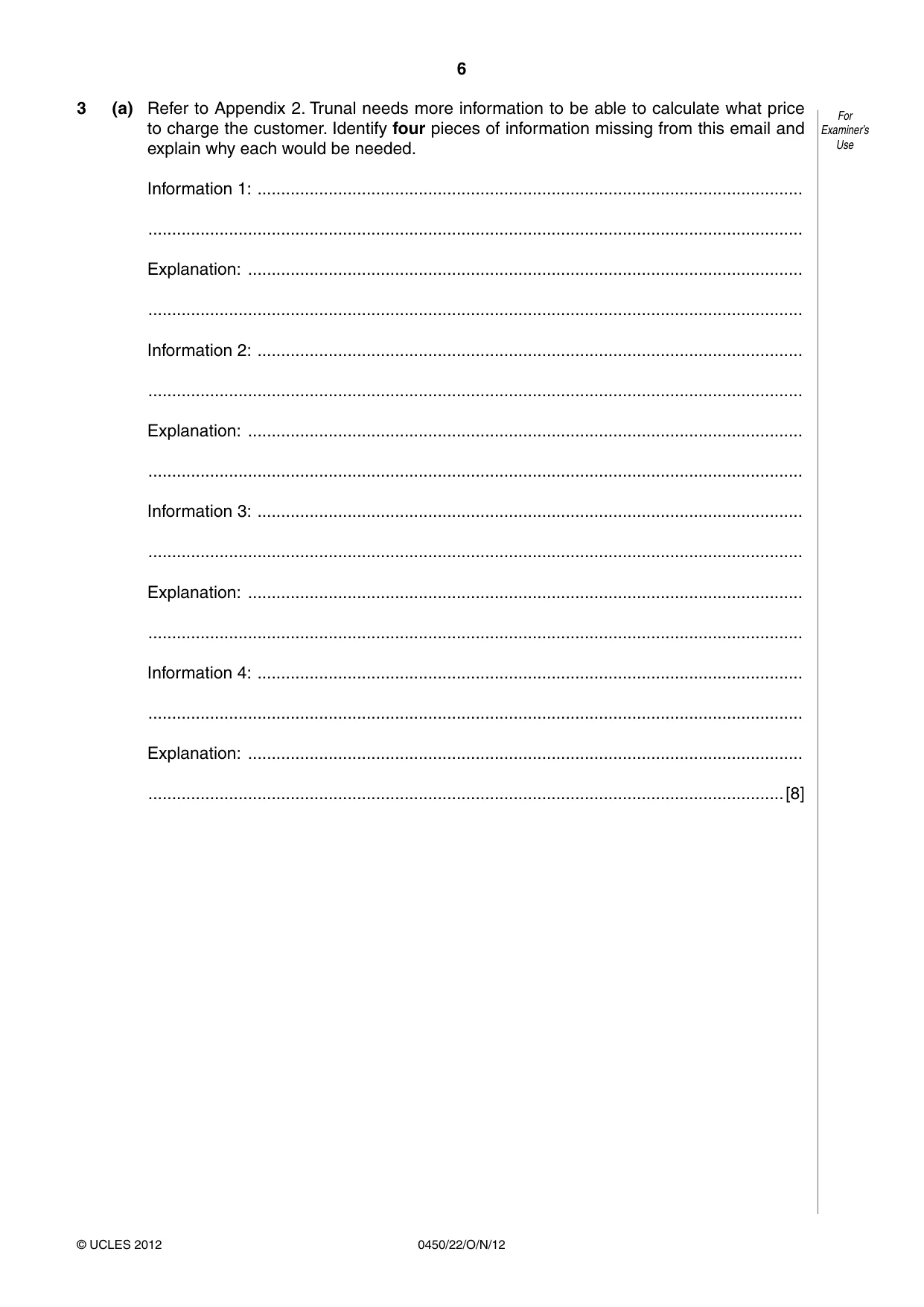 Cambridge IGCSE Business Studies 0450 2012 Oct/Nov Paper 2 · Variant 2 question paper, page 6 of 12