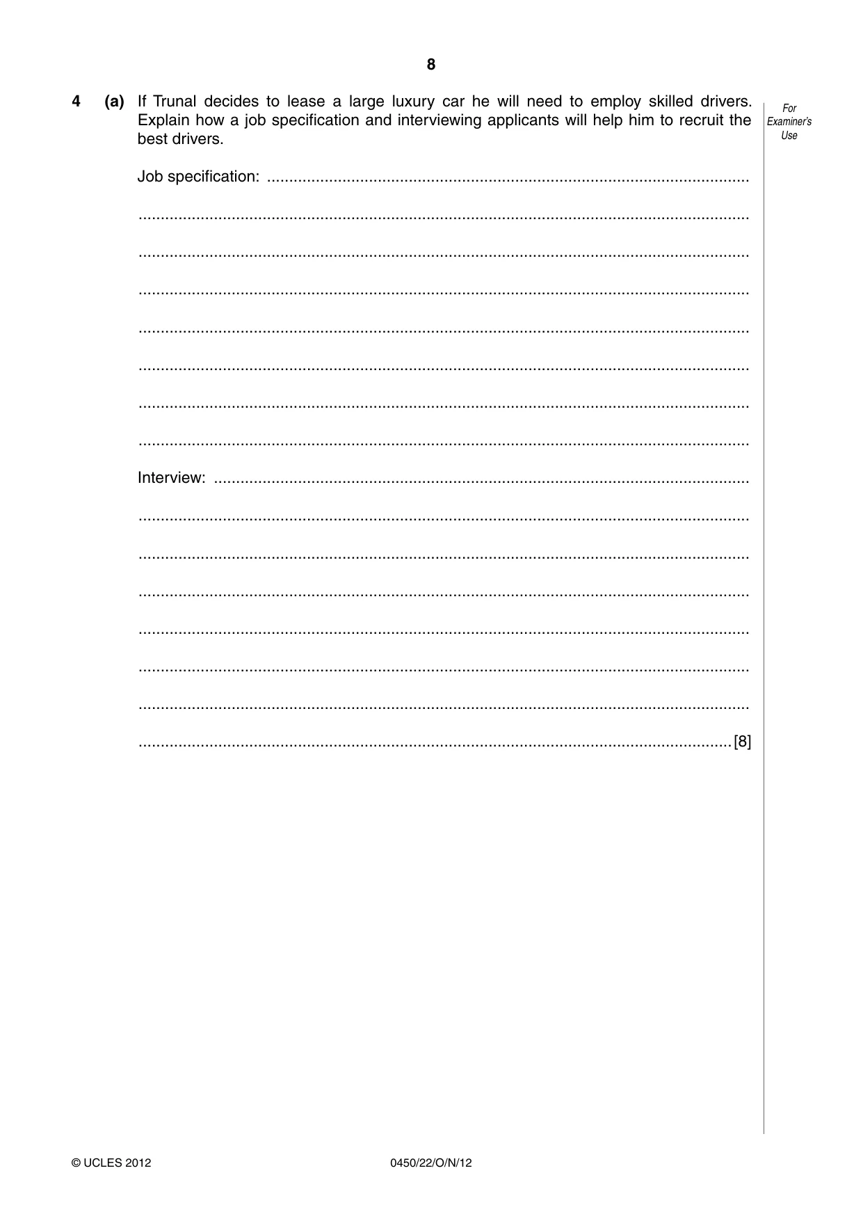 Cambridge IGCSE Business Studies 0450 2012 Oct/Nov Paper 2 · Variant 2 question paper, page 8 of 12