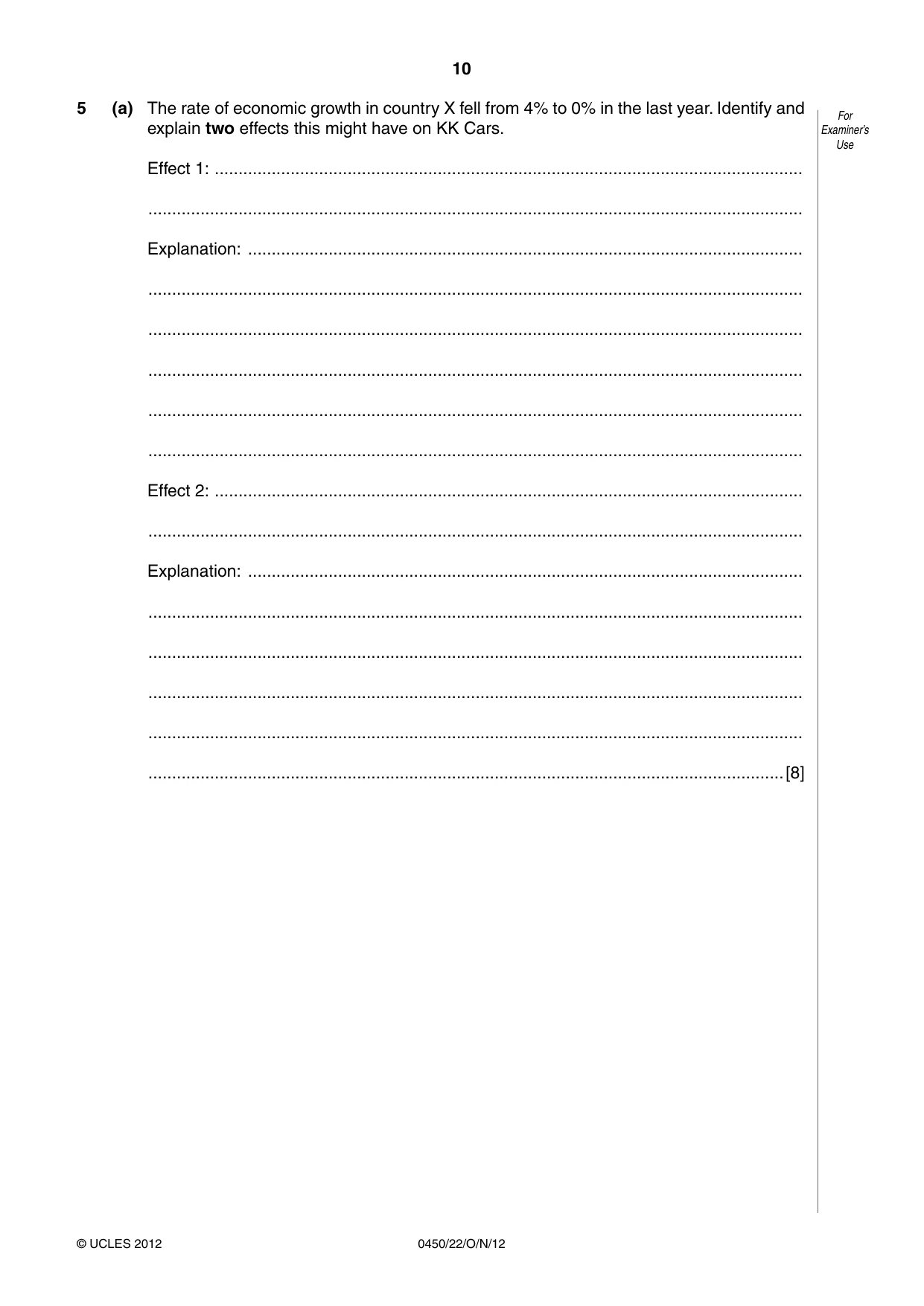 Cambridge IGCSE Business Studies 0450 2012 Oct/Nov Paper 2 · Variant 2 question paper, page 10 of 12