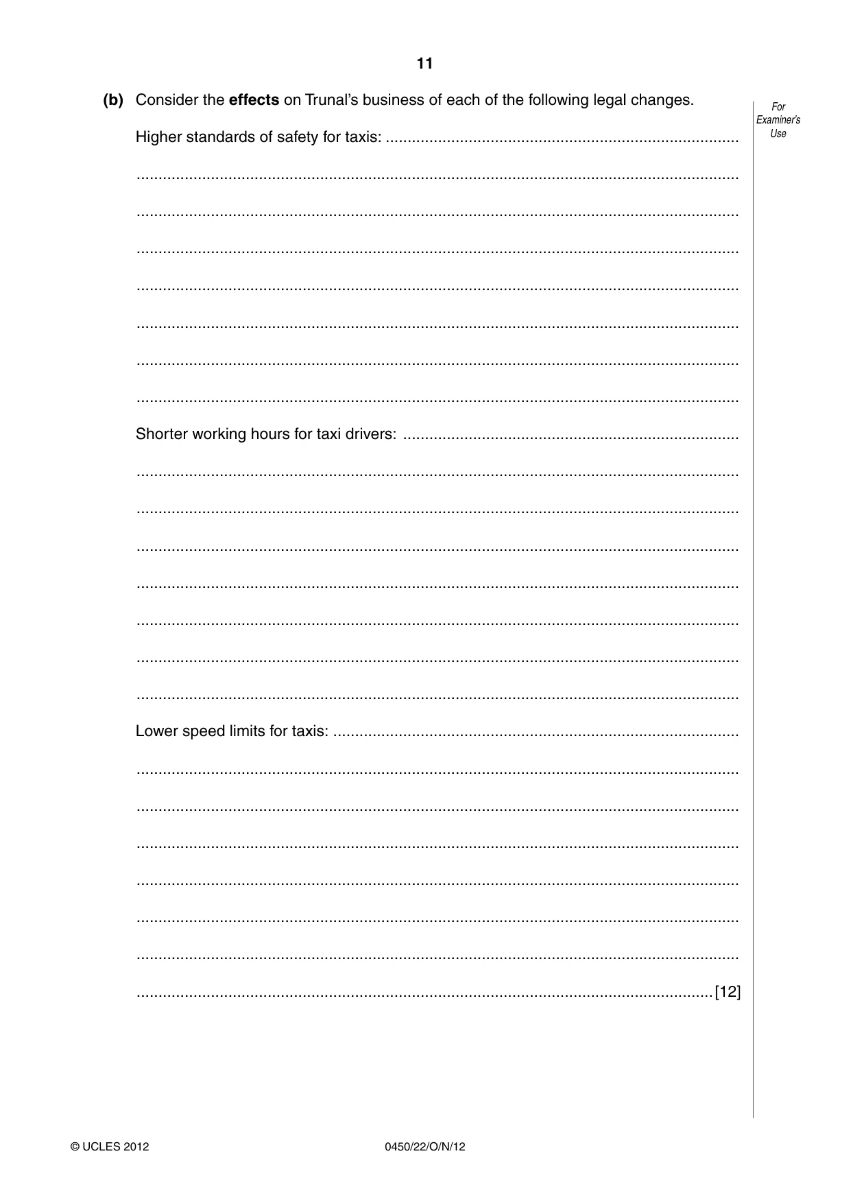 Cambridge IGCSE Business Studies 0450 2012 Oct/Nov Paper 2 · Variant 2 question paper, page 11 of 12
