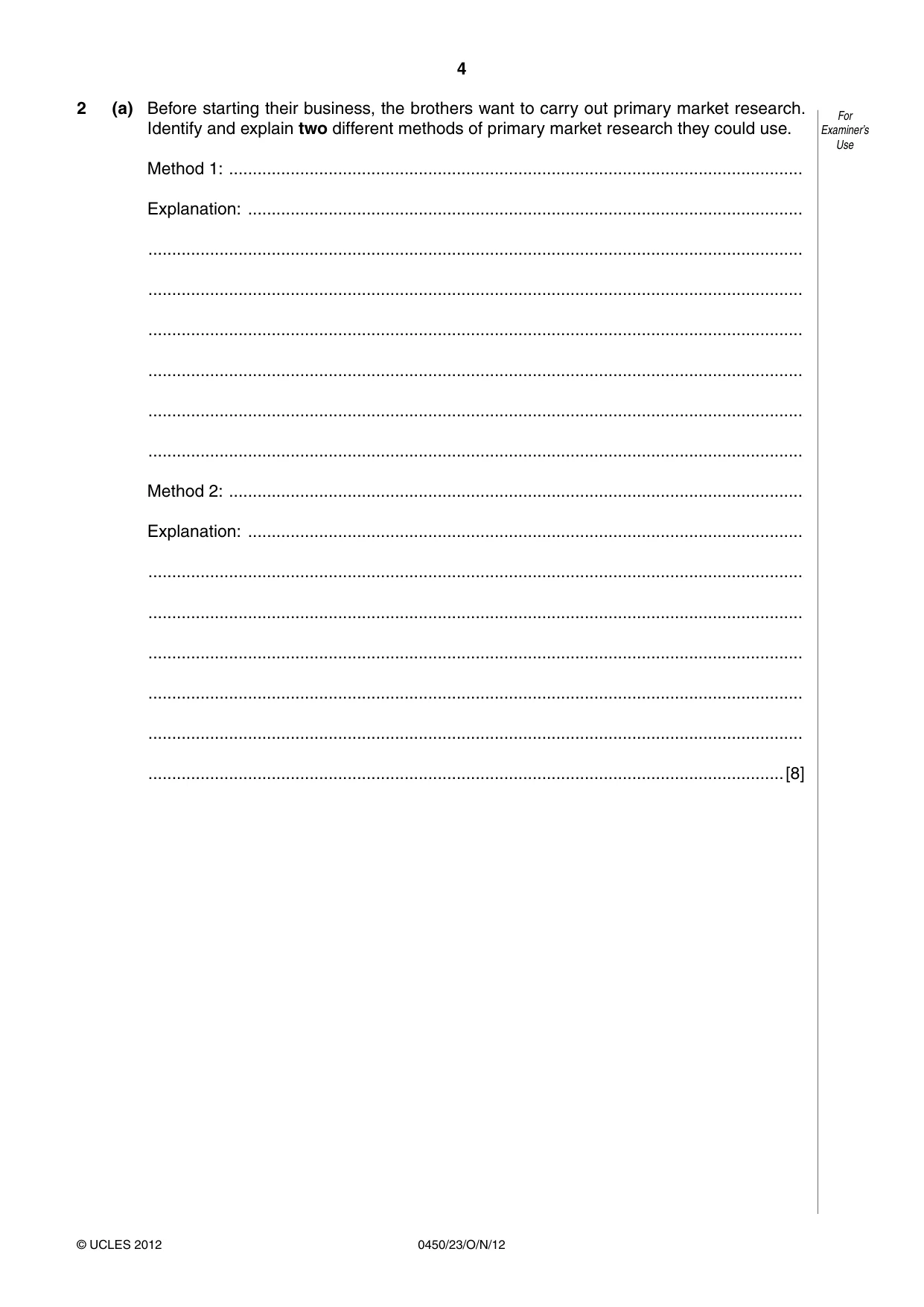 Cambridge IGCSE Business Studies 0450 2012 Oct/Nov Paper 2 · Variant 3 question paper, page 4 of 12