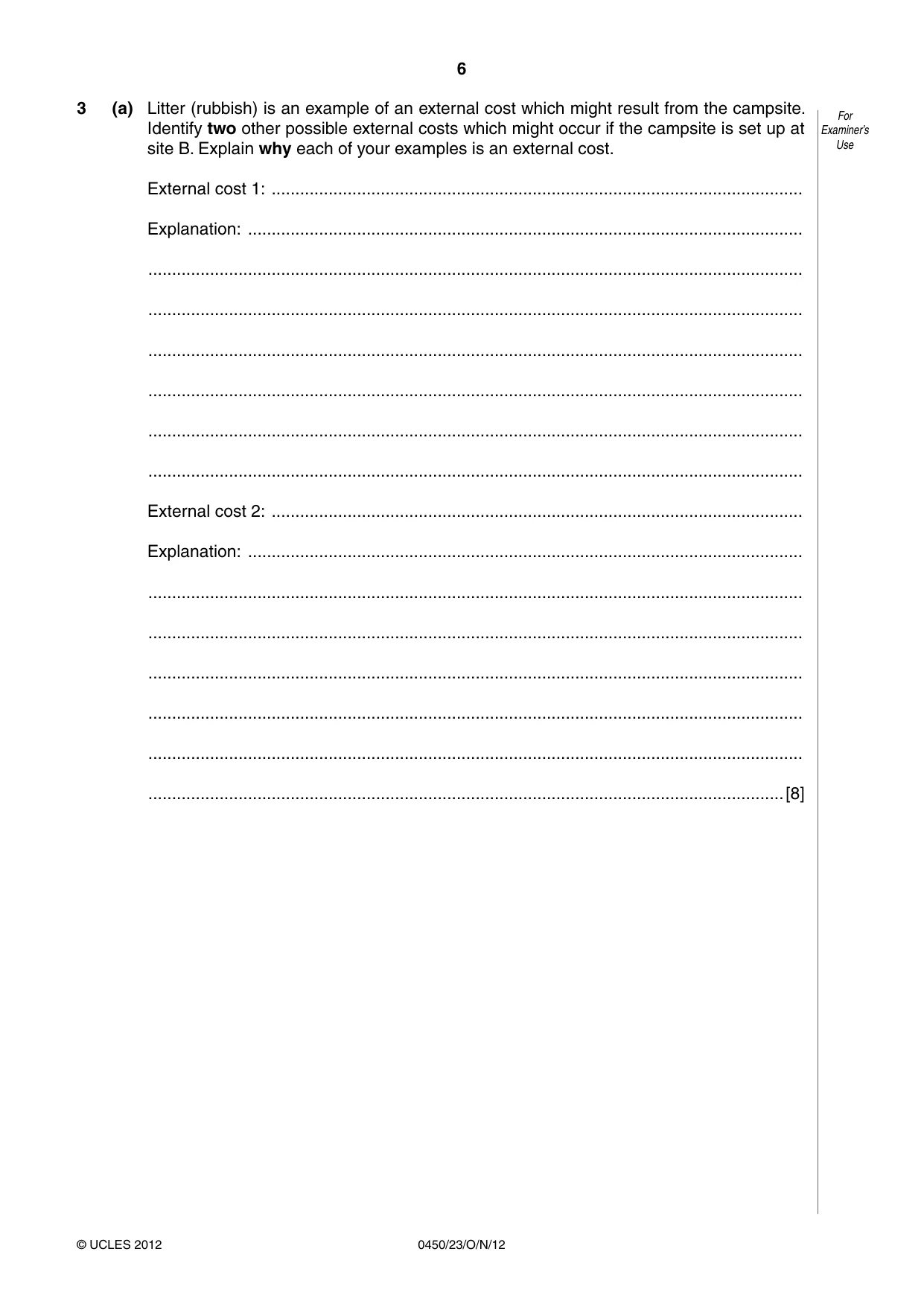 Cambridge IGCSE Business Studies 0450 2012 Oct/Nov Paper 2 · Variant 3 question paper, page 6 of 12