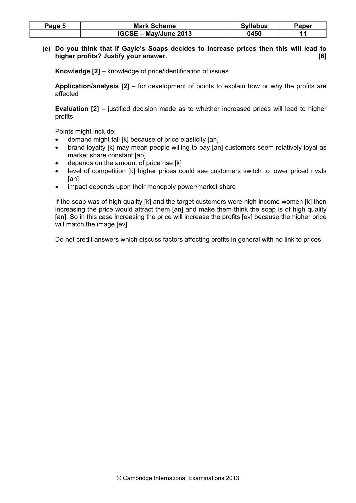 Mark scheme, page 5 of 11