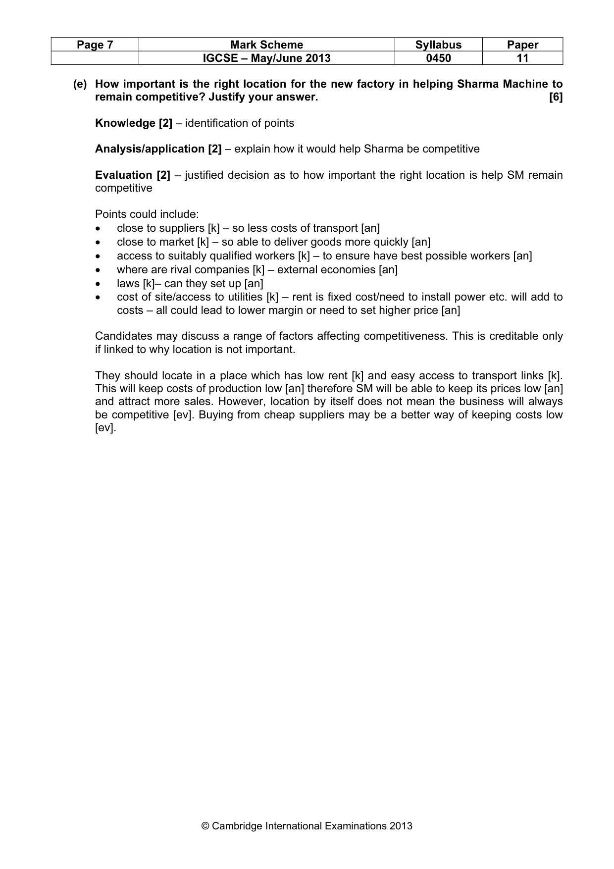 Mark scheme, page 7 of 11