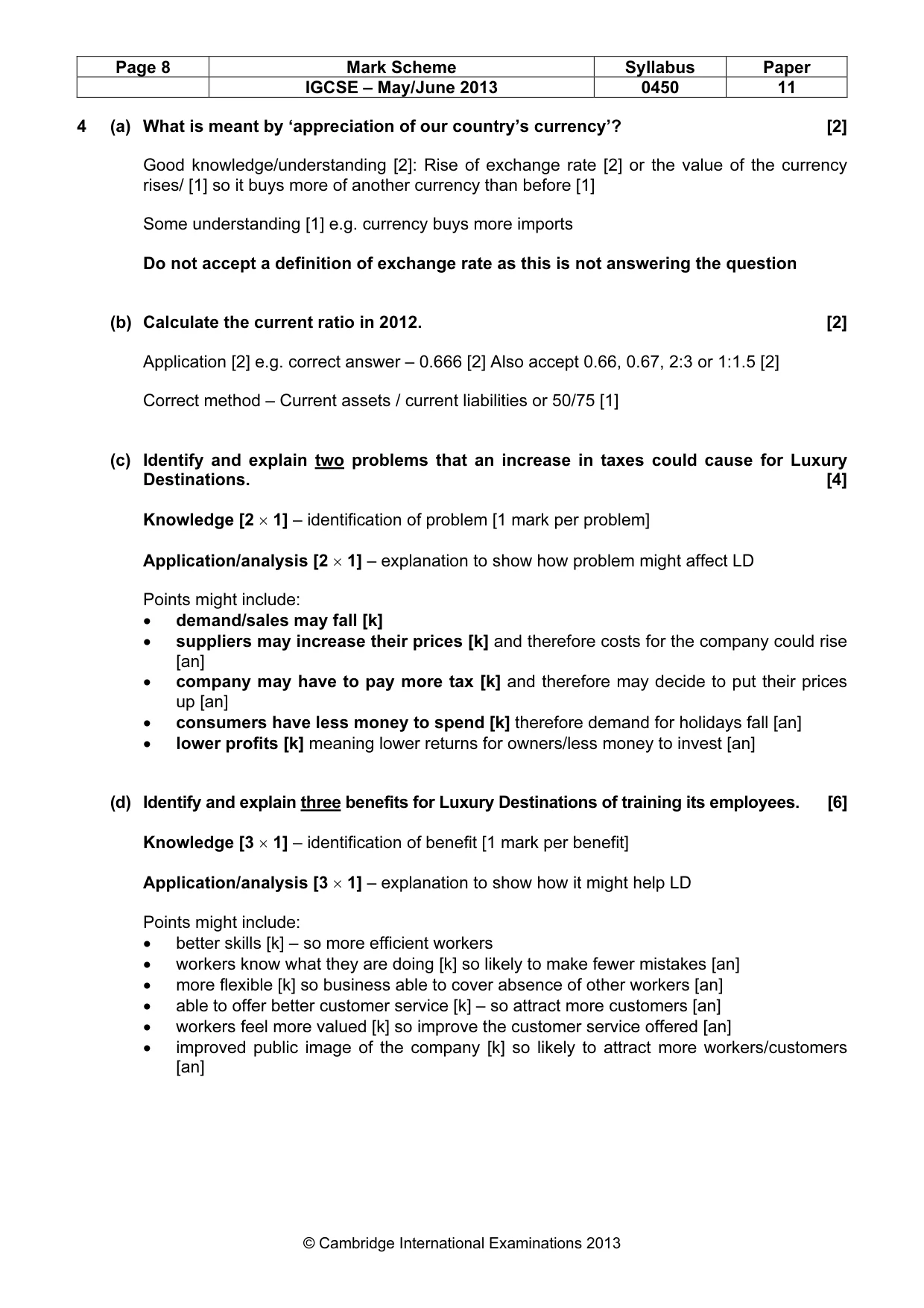 Mark scheme, page 8 of 11