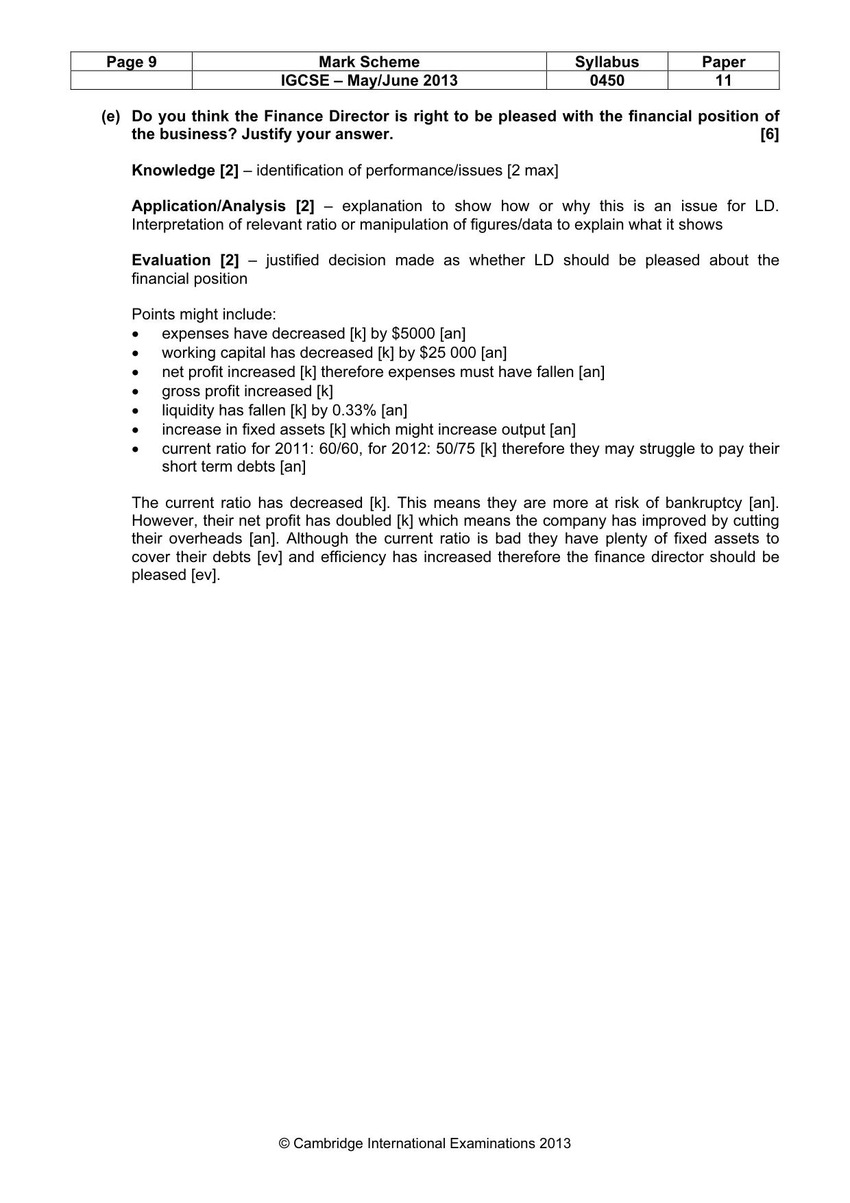 Mark scheme, page 9 of 11