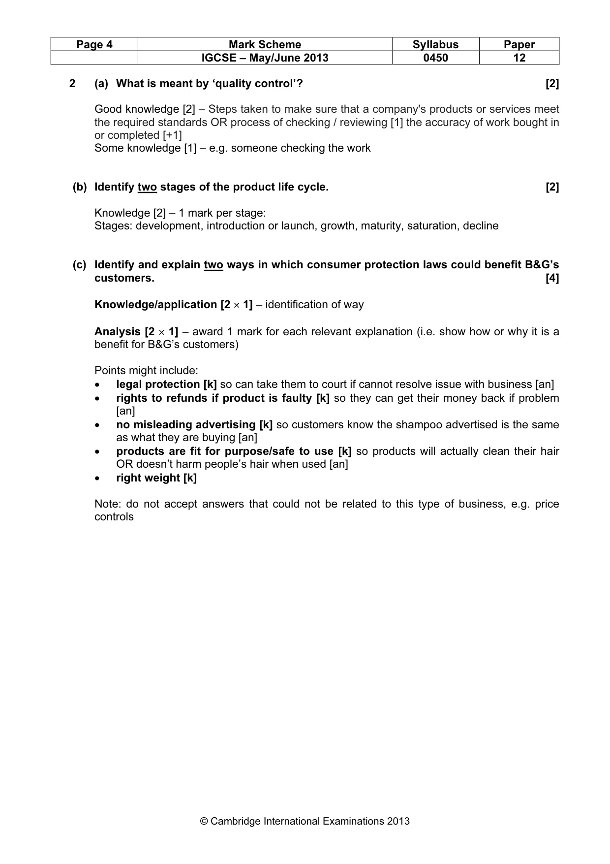Mark scheme, page 4 of 11