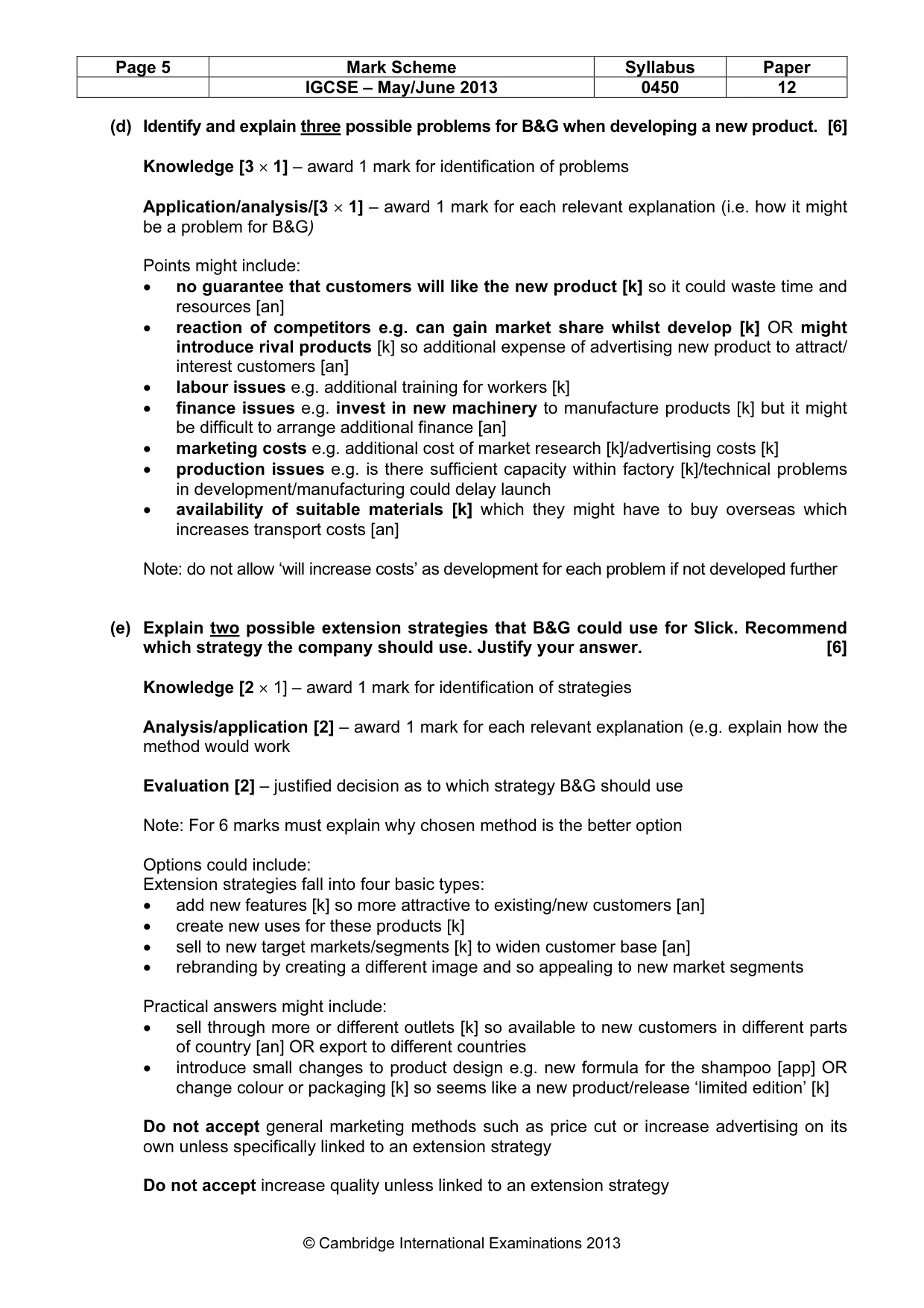 Mark scheme, page 5 of 11