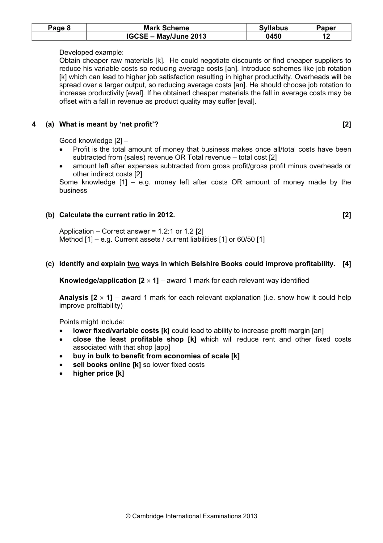 Mark scheme, page 8 of 11