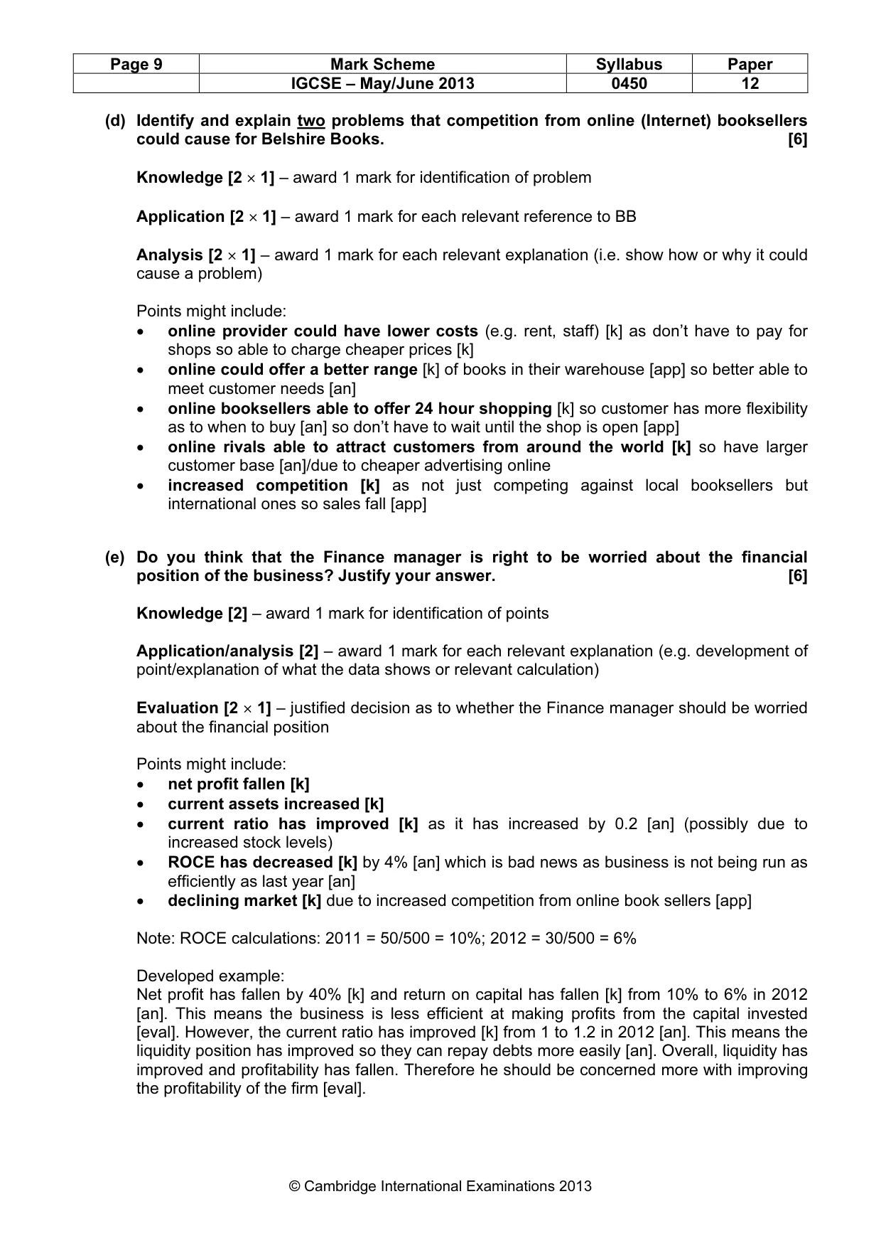Mark scheme, page 9 of 11
