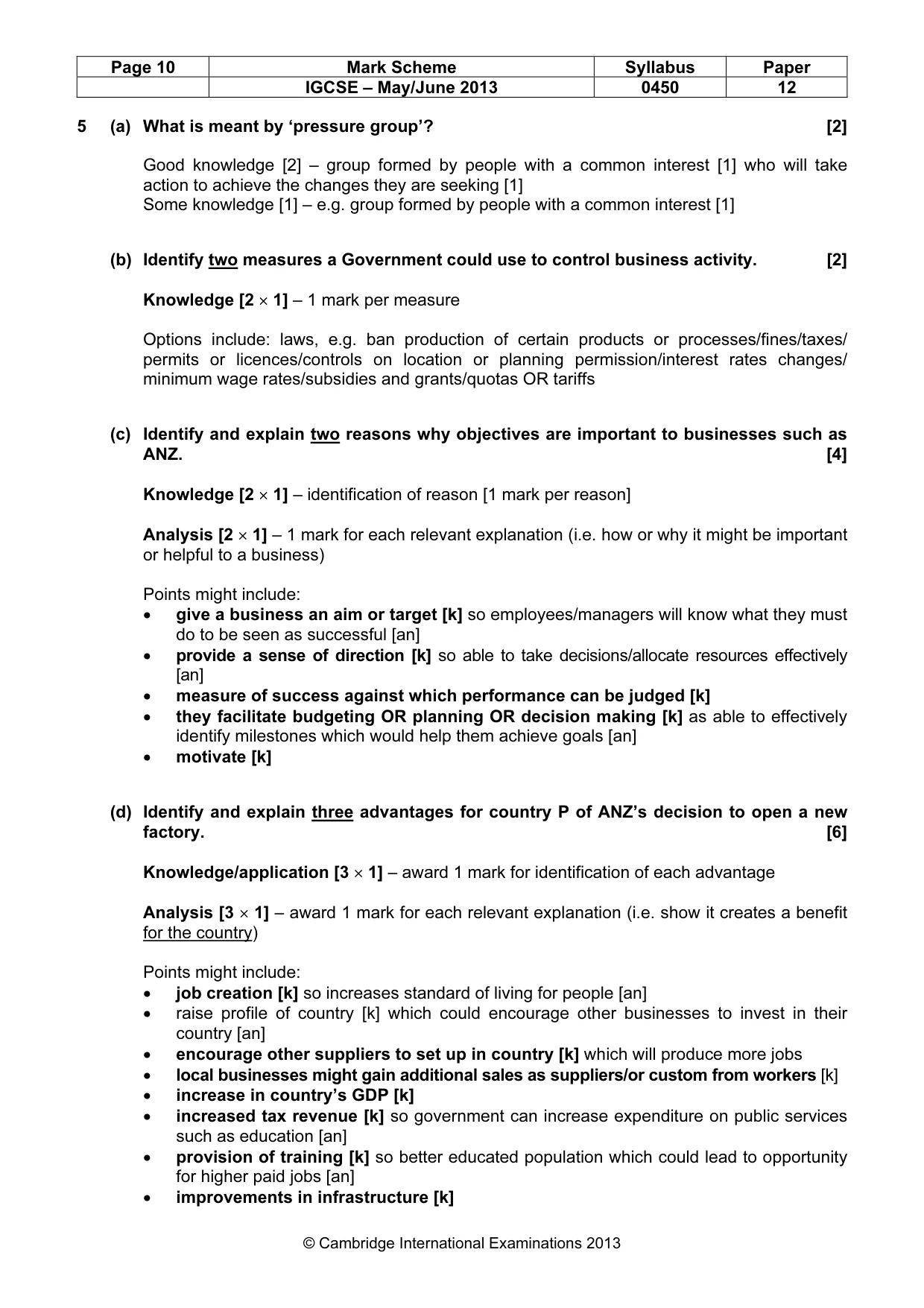 Mark scheme, page 10 of 11